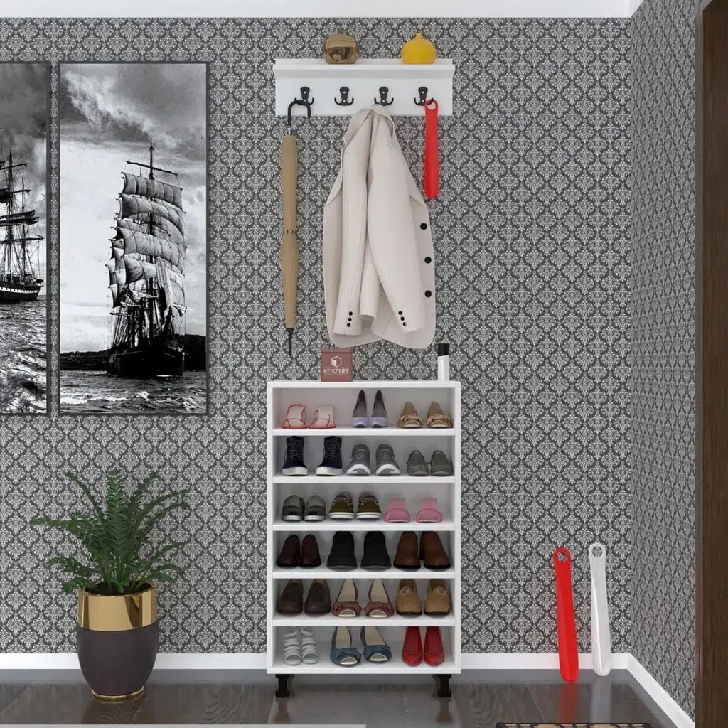 Kenzlife ayakkabılık başmak6 byz 98*060*30 kapaksız 6 raflı 18 çift ayakkabı kapasitesi