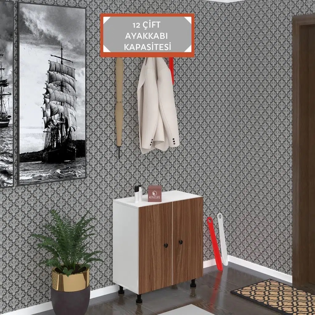 Kenzlife ayakkabılık cimcime4 gribyz 68*060*32 kapaklı 4 raflı 12 çift ayakkabı kapasitesi