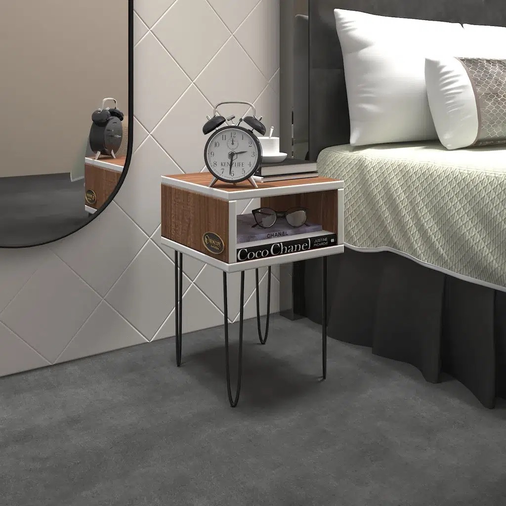 Kenzlife komodin ortense cvz komidin 44*29*29 metal ayaklı orta zigon sehpa minik boy (m)