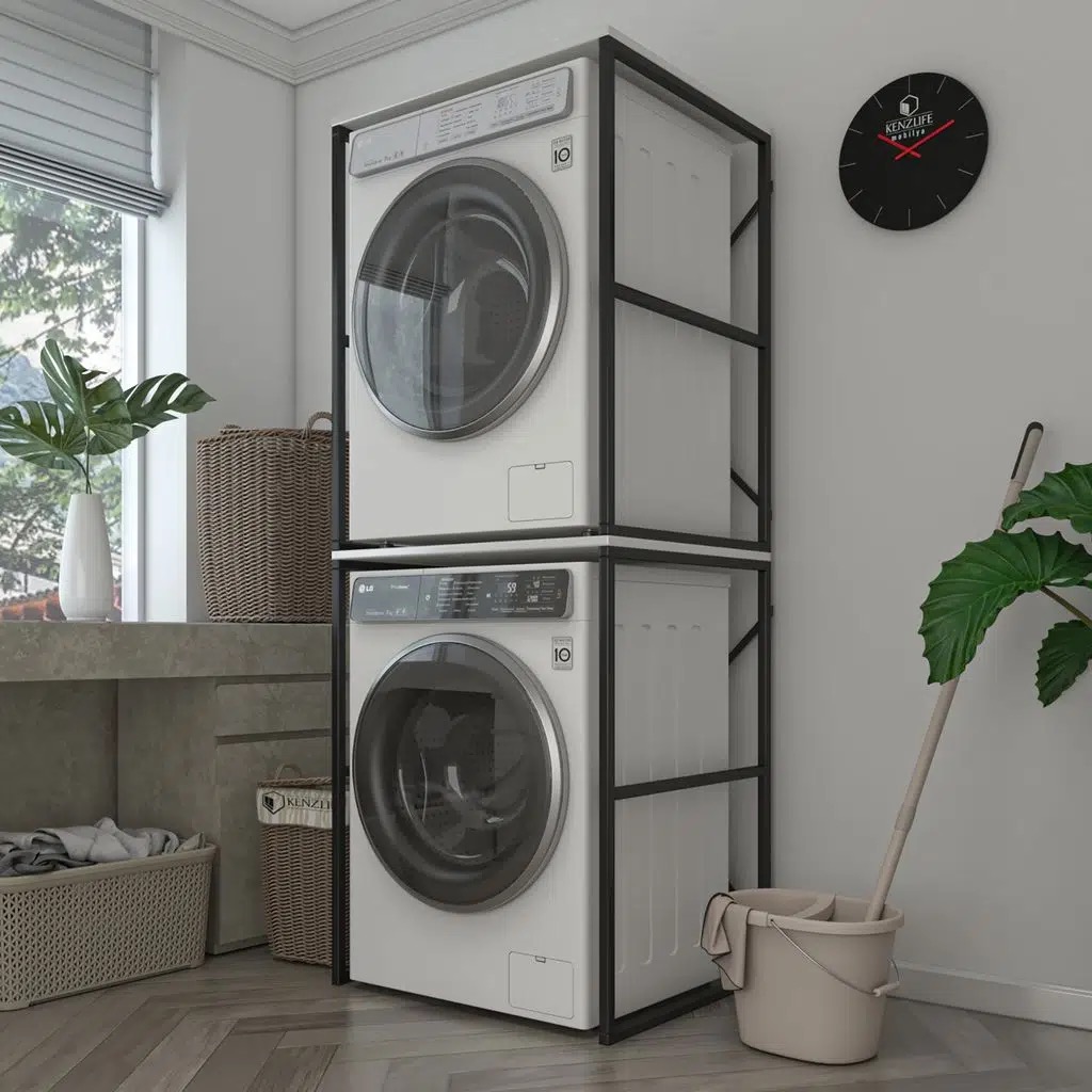 Bakbudaiyi çamaşır kurutma makinesi dolabı velid byzsyh 180*070*60 mat suntalam metal siyah boya