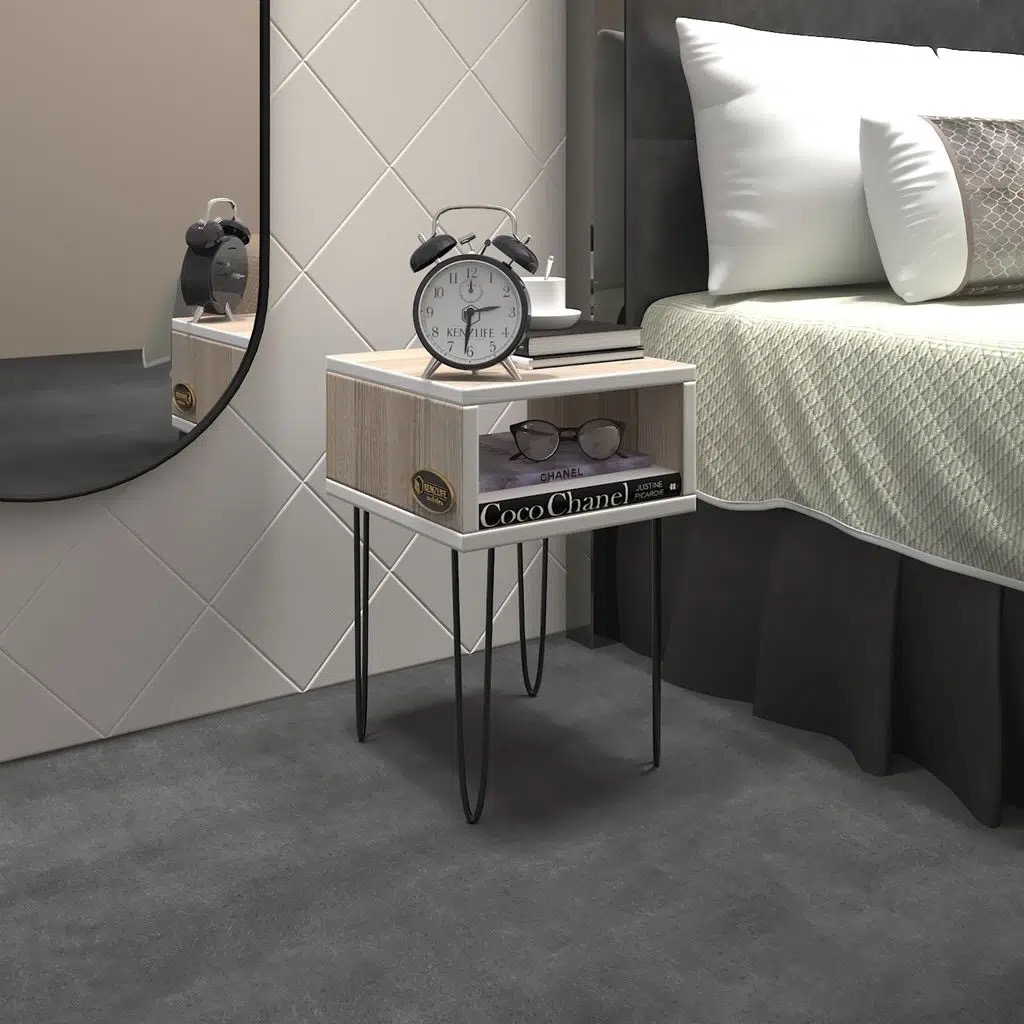 Kenzlife komodin ortense crd komidin 44*29*29 metal ayaklı orta zigon sehpa minik boy (m)