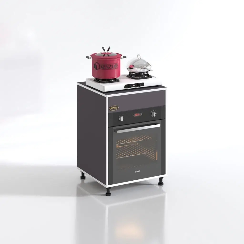 Kenzlife ankastre modülü kabini kalimera gri 85*60*56 fırın ocak dolabı ayarlı ayaklı üstü kapalı