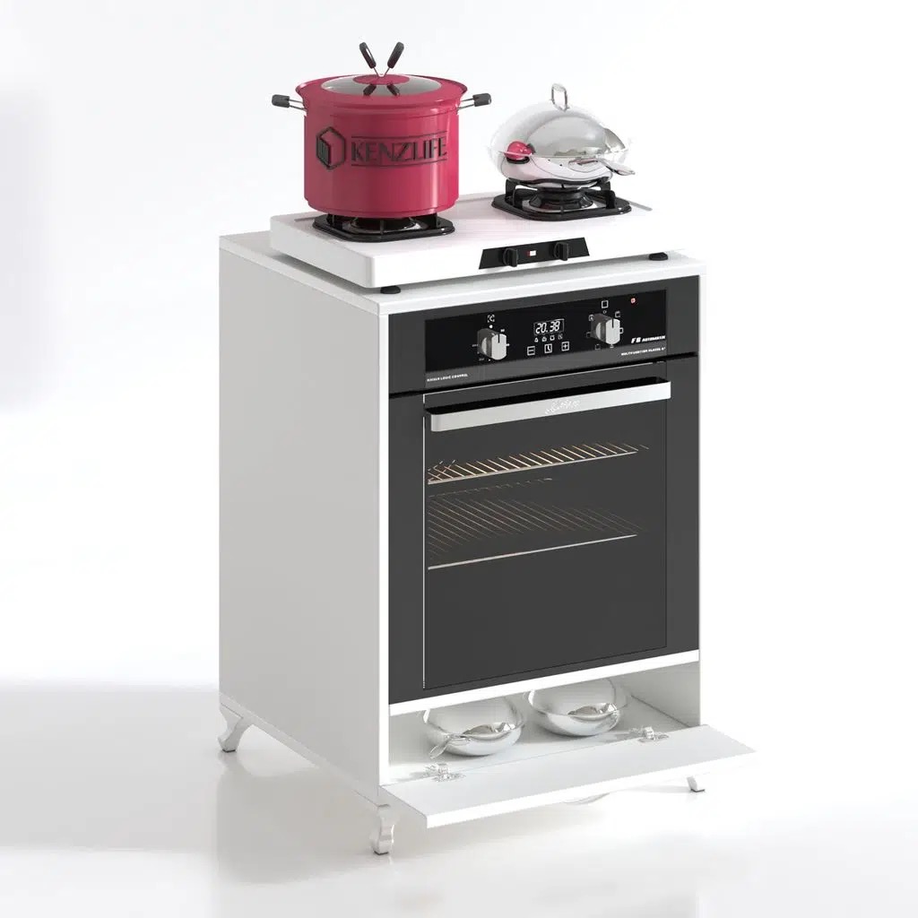 Kenzlife ankastre modülü kabini krom byz fırın ocak dolabı kapaklı ayaklı sabit tabla