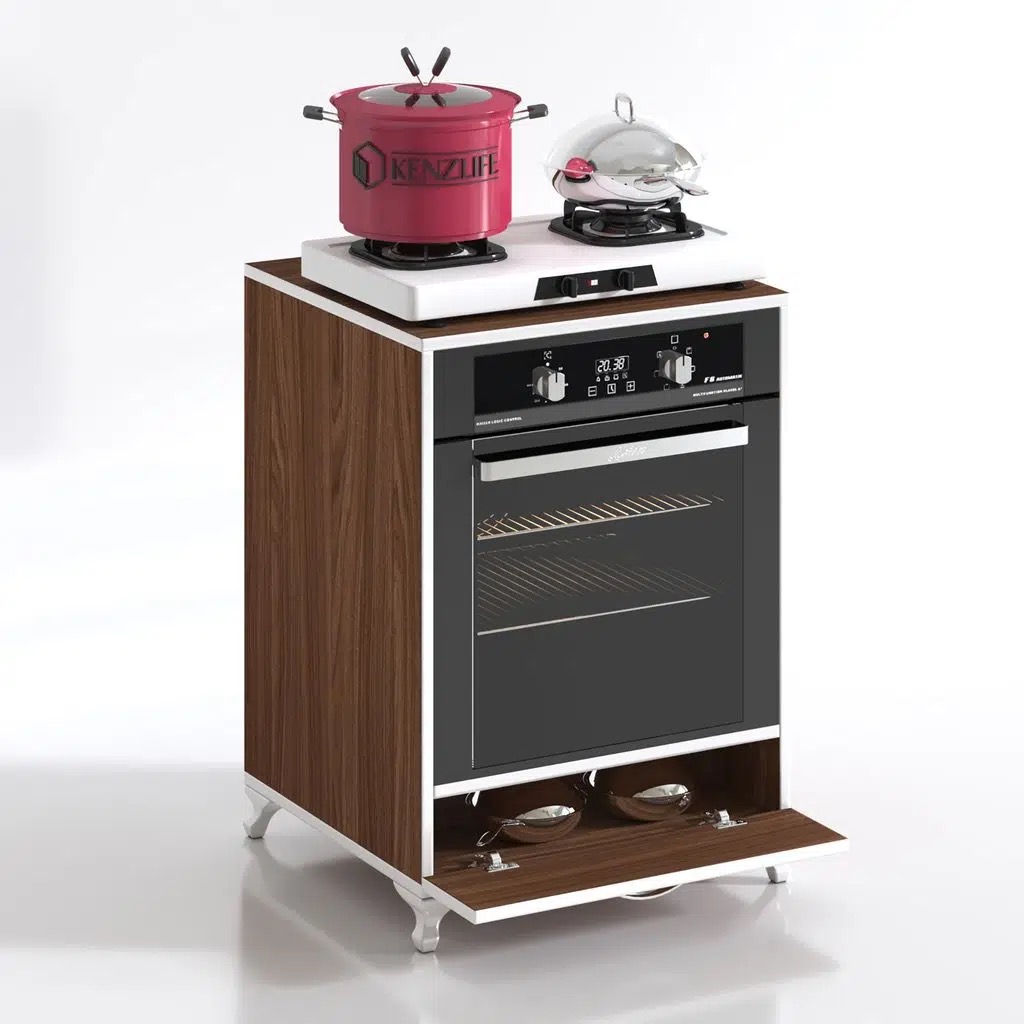 Kenzlife ankastre modülü kabini krom cvz fırın ocak dolabı kapaklı ayaklı sabit tabla