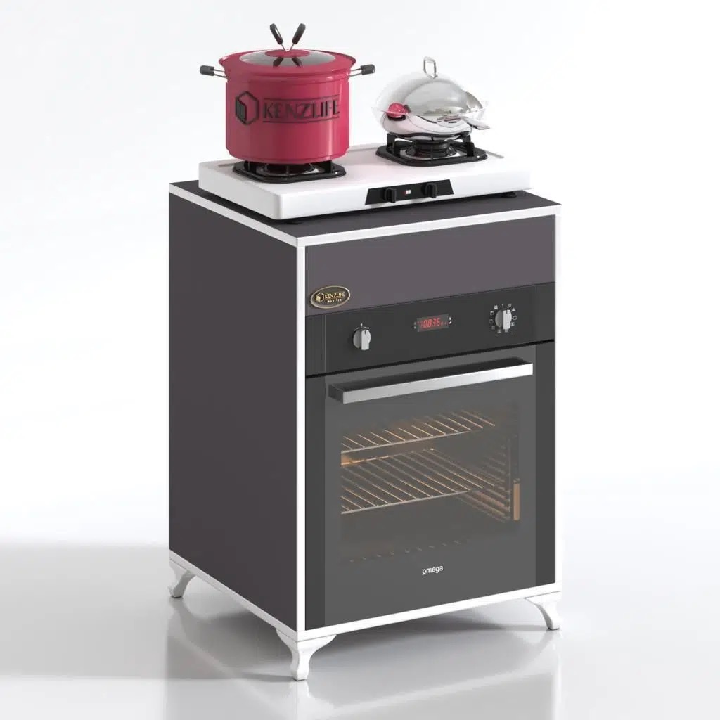 Kenzlife ankastre modülü kabini lantanyum gri fırın ocak dolabı sabit tabla ayaklı