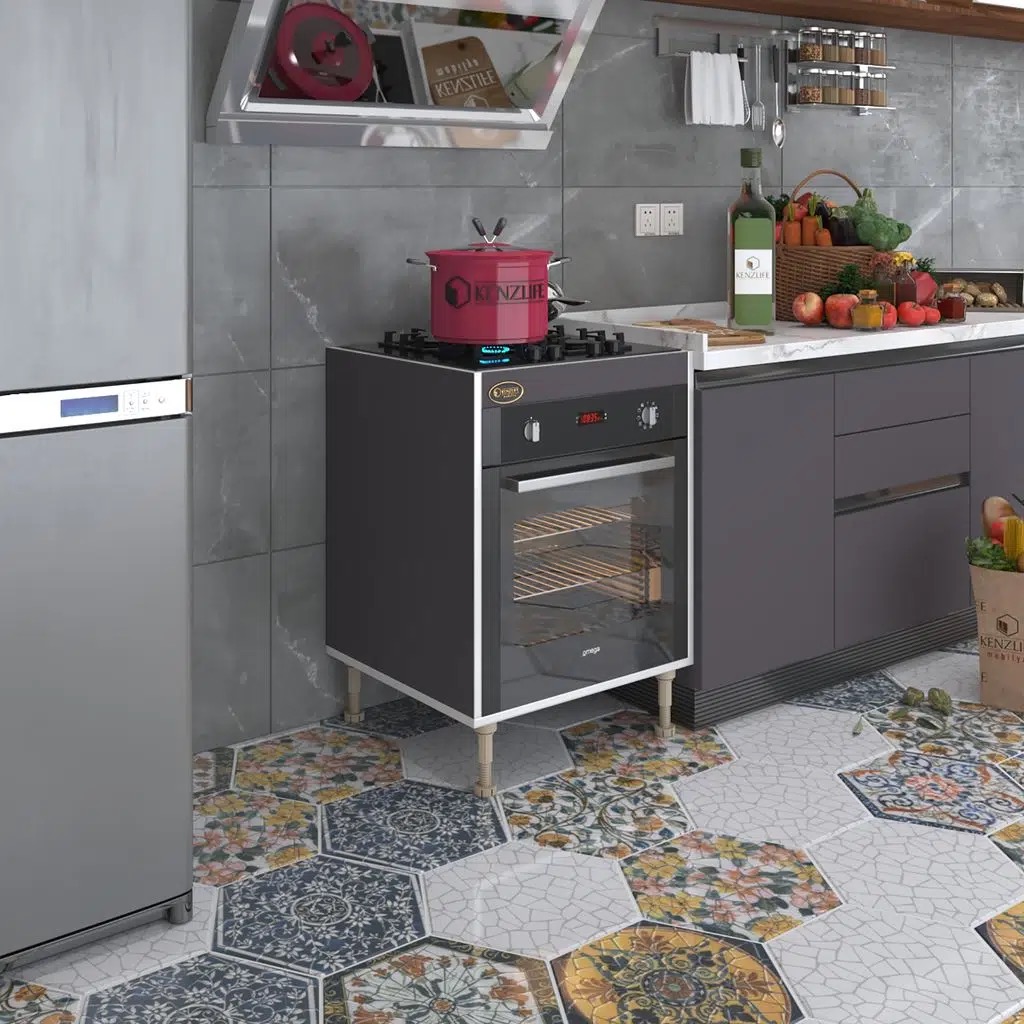 Kenzlife ankastre modülü kabini lev yaşin gri 89-81*60*56 fırın ocak dolabı ayarlı ayaklı