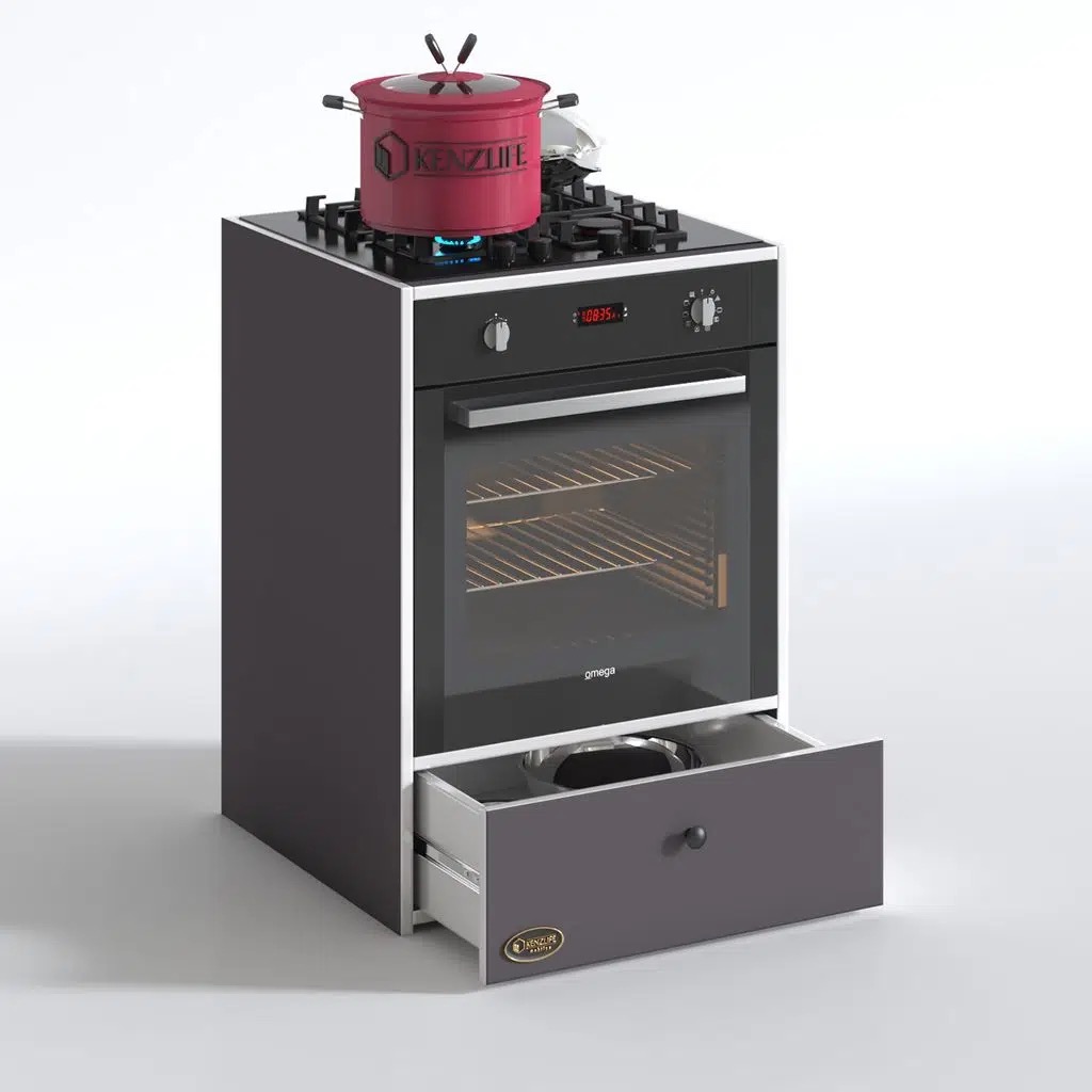 Kenzlife ankastre modülü kabini lityum gri fırın ocak dolabı çekmeceli