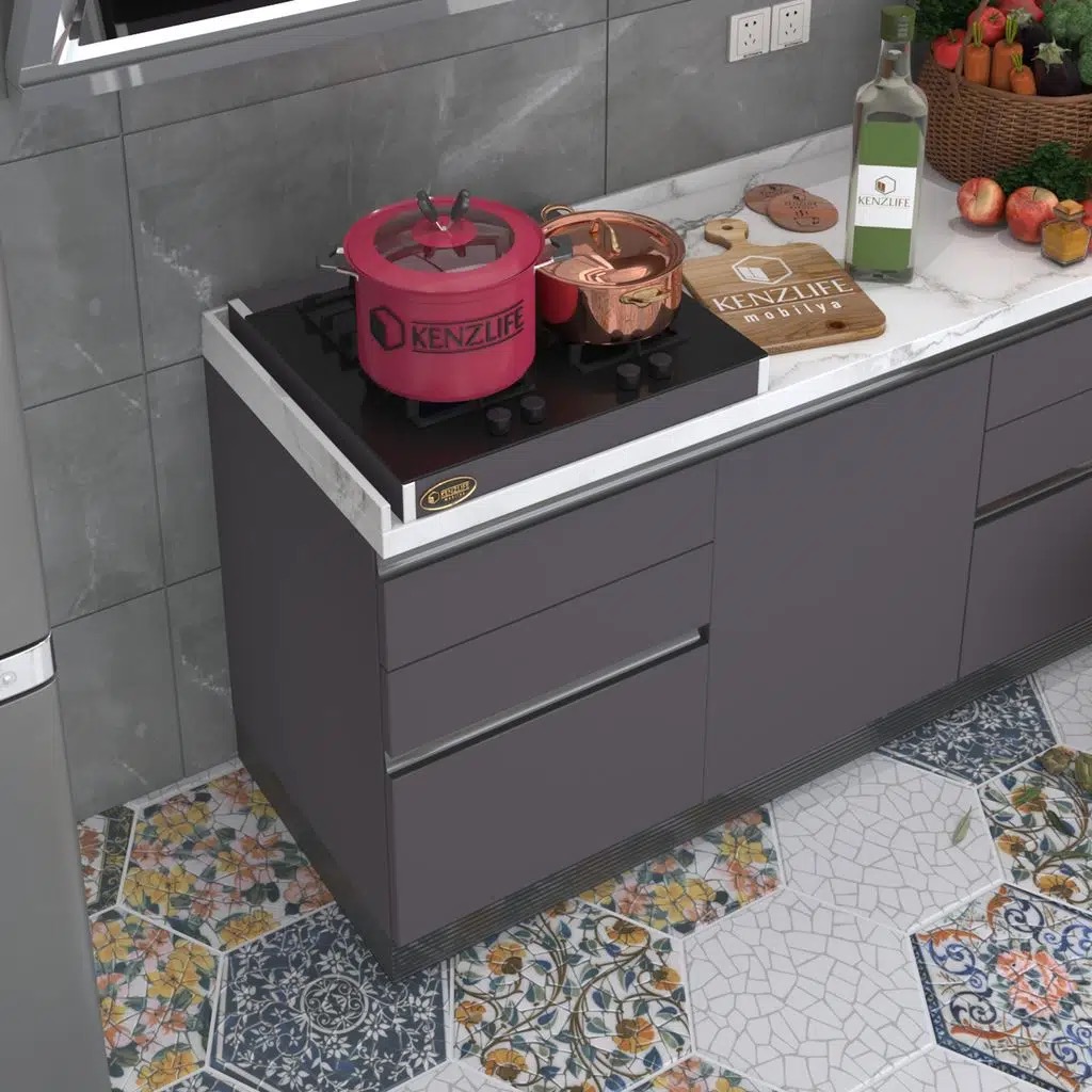 Kenzlife ankastre modülü kabini lutetyum gri ocak altı tezgah aparatı