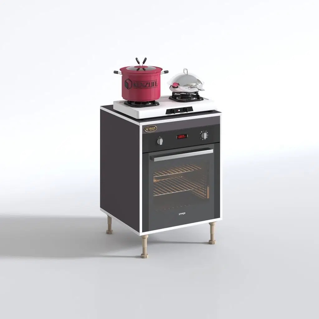 Kenzlife ankastre modülü kabini pança tantra gri 89-81*60*56 fırın ocak dolabı ayarlı ayaklı üstü kapalı