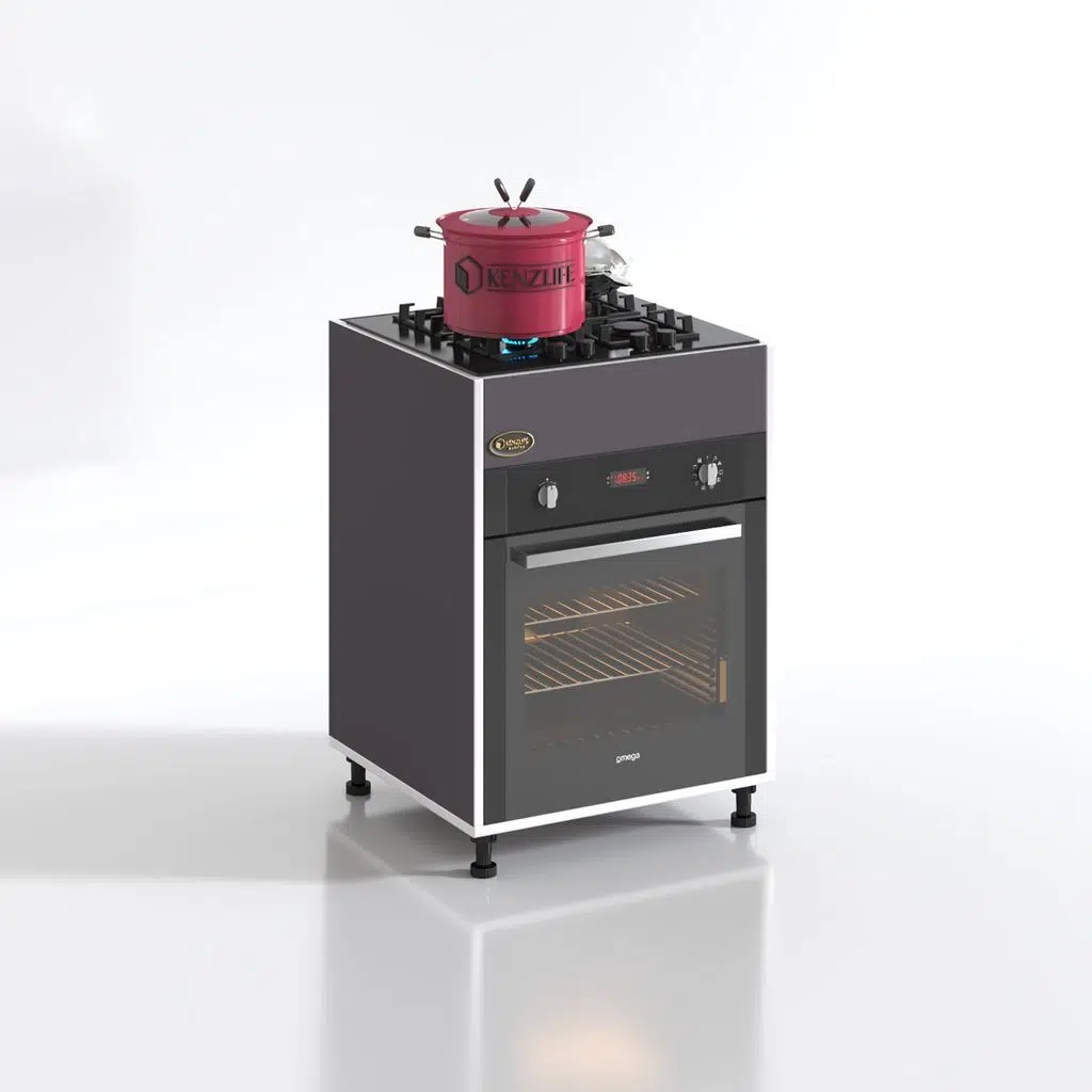 Kenzlife ankastre modülü kabini şirpençe gri 85*60*56 fırın ocak dolabı ayarlı ayaklı üstten