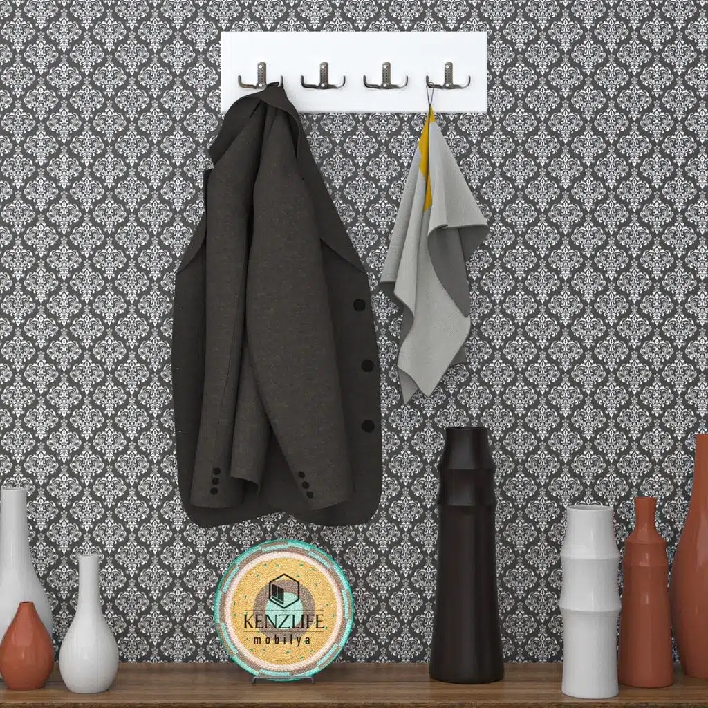 Kenzlife askılık tokadi mat beyaz renk suntalam 05 adet metal krom renk portmanto