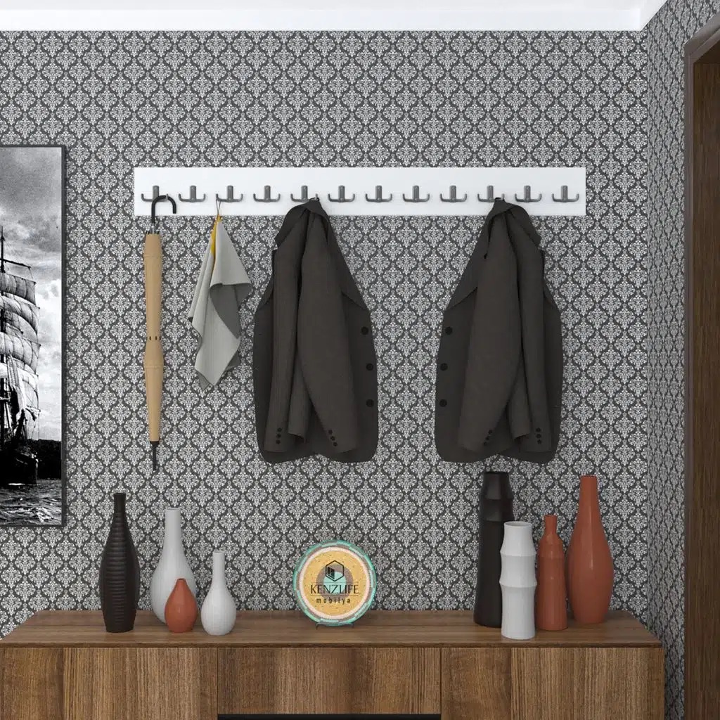 Kenzlife askılık tokadi mat beyaz renk suntalam 12 adet metal krom renk portmanto