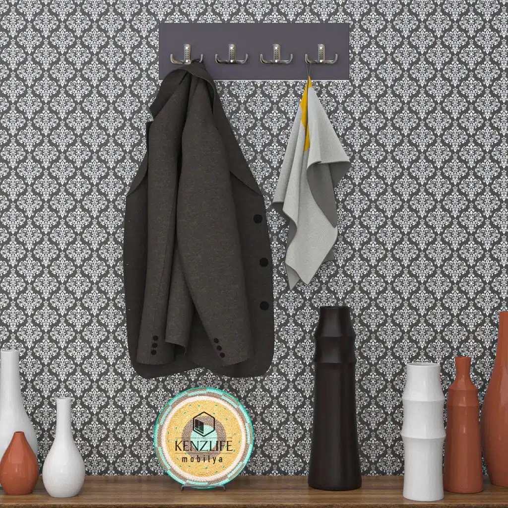 Kenzlife askılık tokadi mat gri renk suntalam 4 adet metal krom renk portmanto