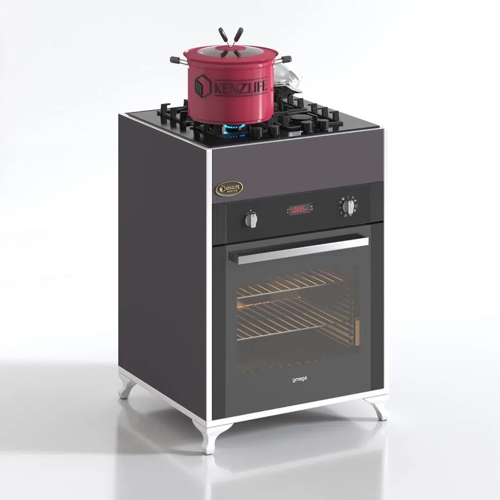Kenzlife ankastre modülü kabini hafniyum gri fırın ocak dolabı ayaklı üstten