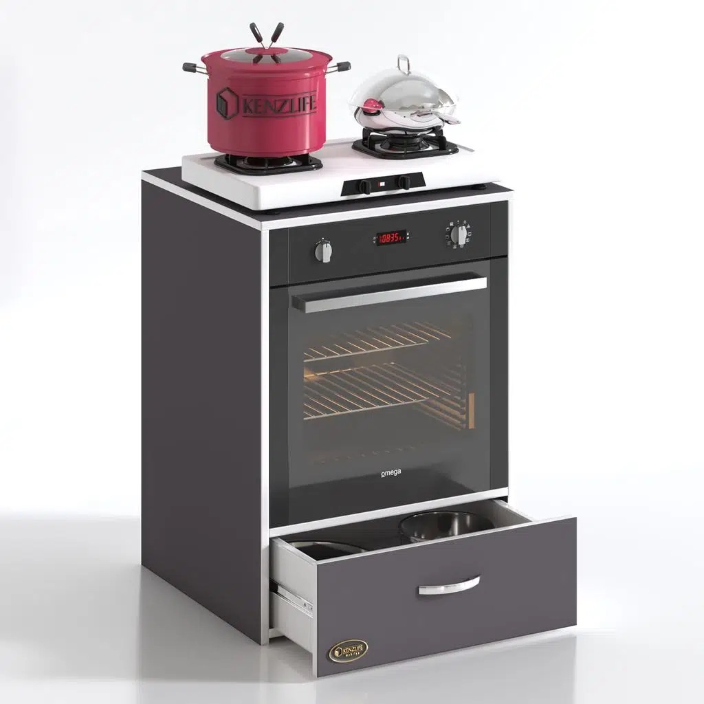 Kenzlife ankastre modülü kabini argon gri fırın ocak dolabı çekmeceli sabit tabla