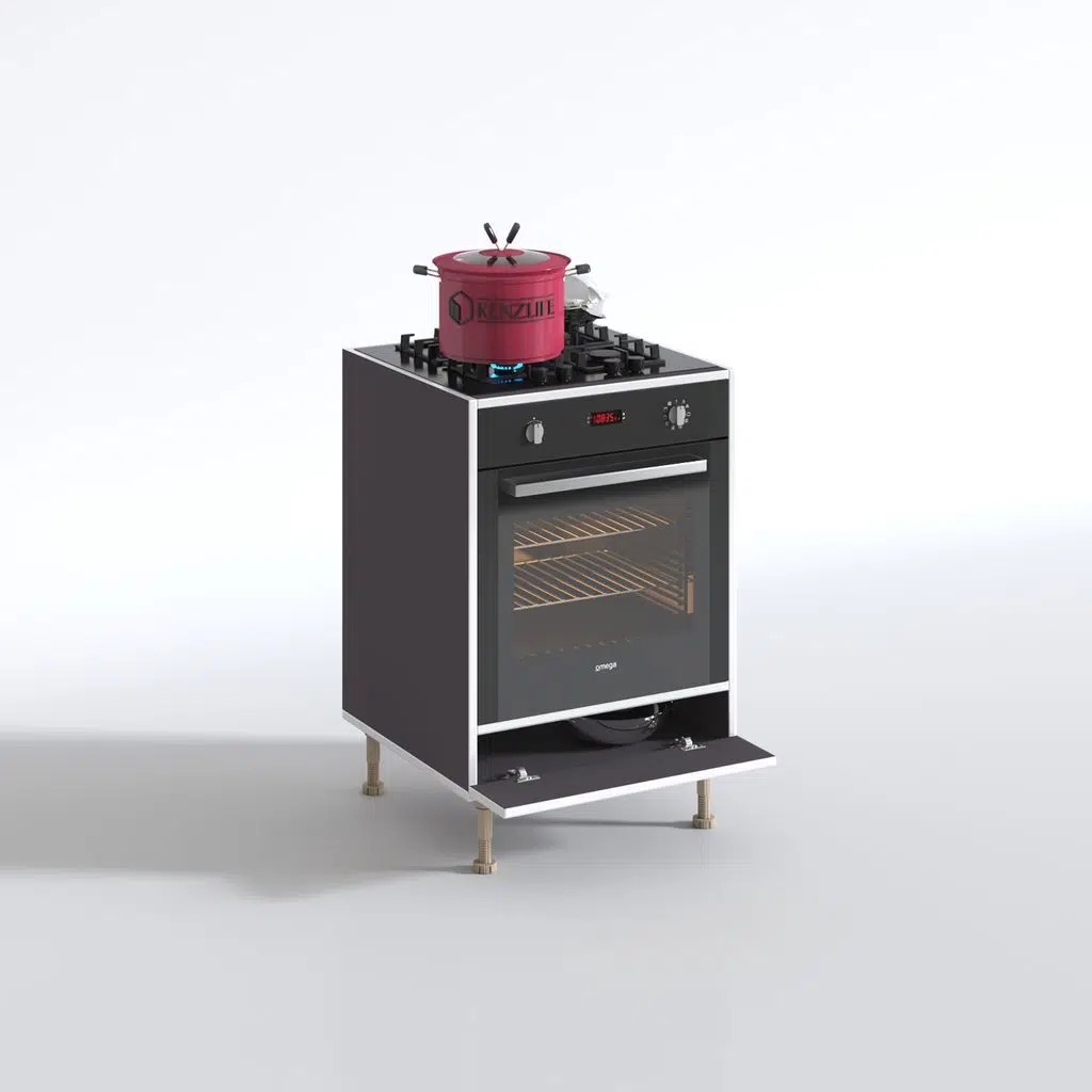 Kenzlife ankastre modülü kabini erbiyum gri fırın ocak dolabı özel boy ayarlı ayaklı kapaklı