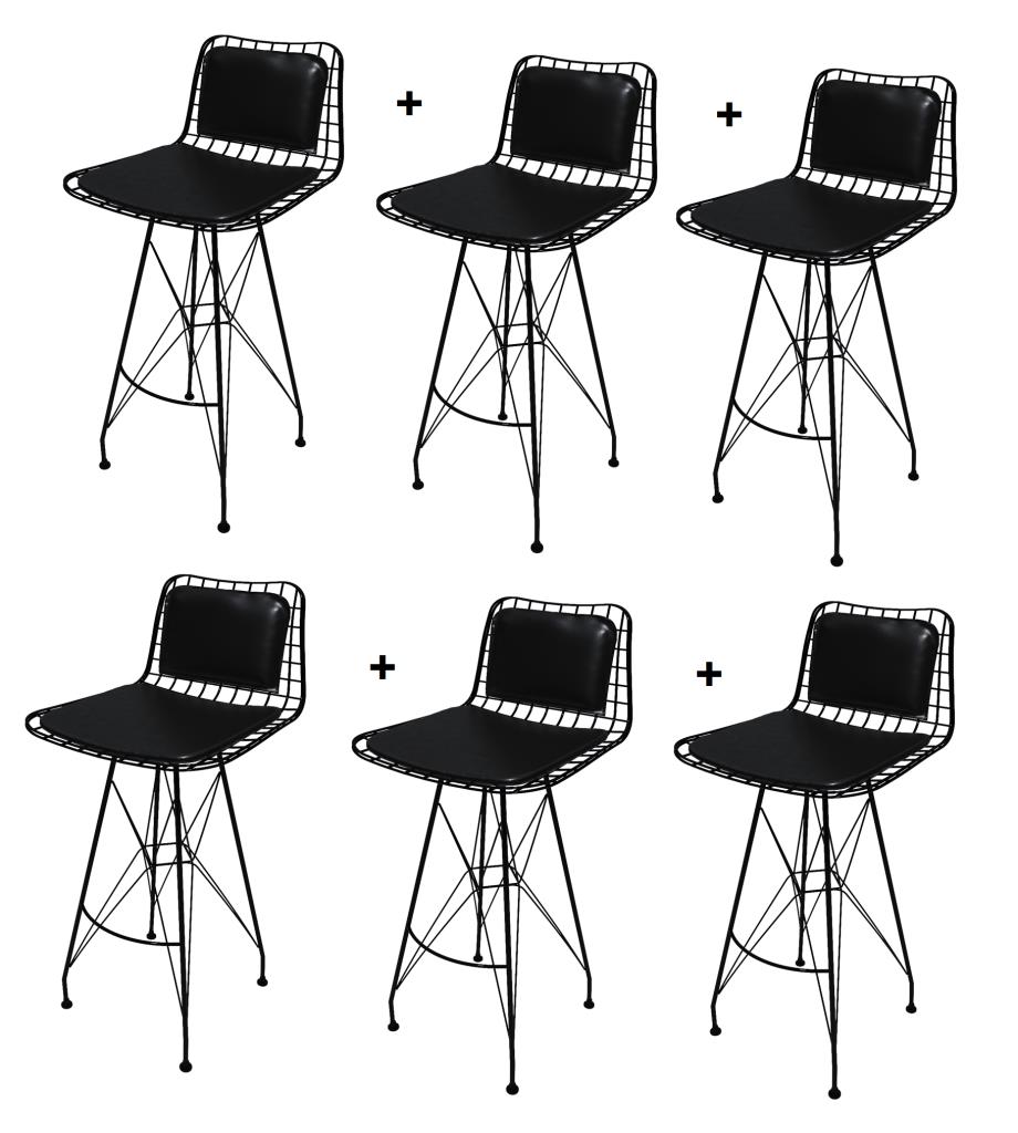 Knsz kafes tel bar sandalyesi 6 lı zengin syhsyh sırt minderli ofis cafe bahçe mutfak