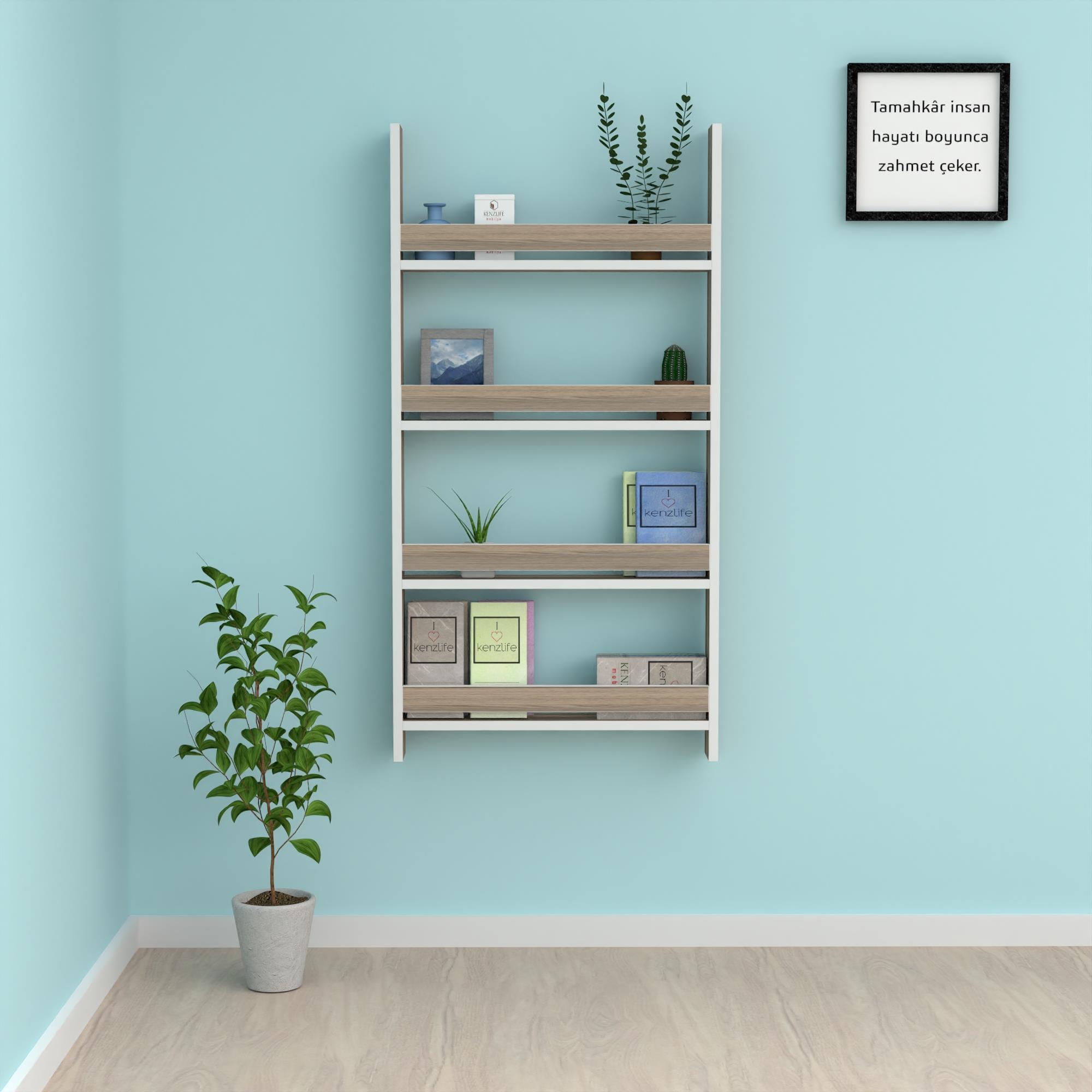 Kenzlife kitaplık fernur 120*060*10 crd duvar rafı
