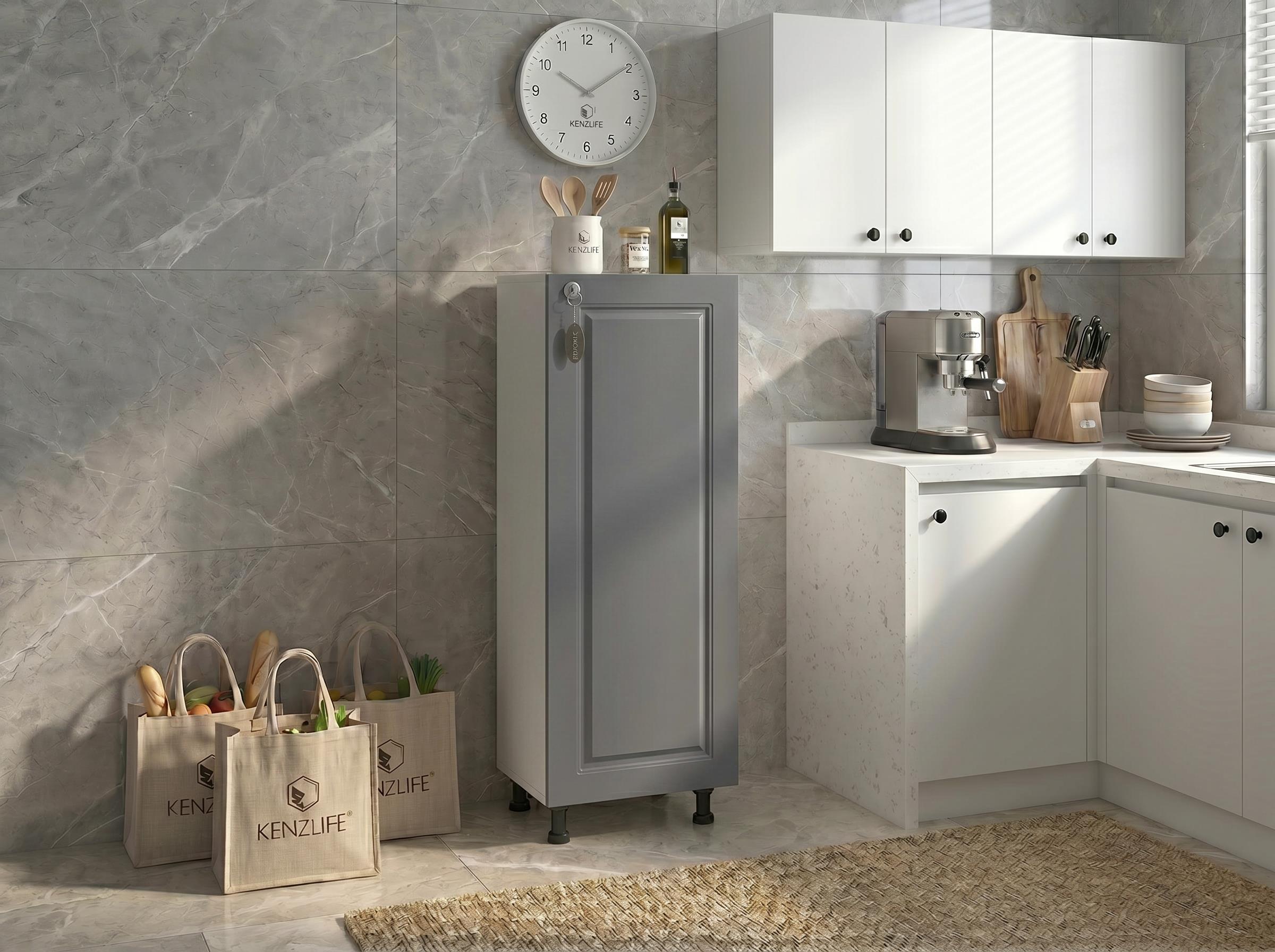 Kenzlife membran sepetli kilitli mutfak dolabı ruberukilit gribyz çerçeve 122*45*30 mebran kapak suntalam gövde