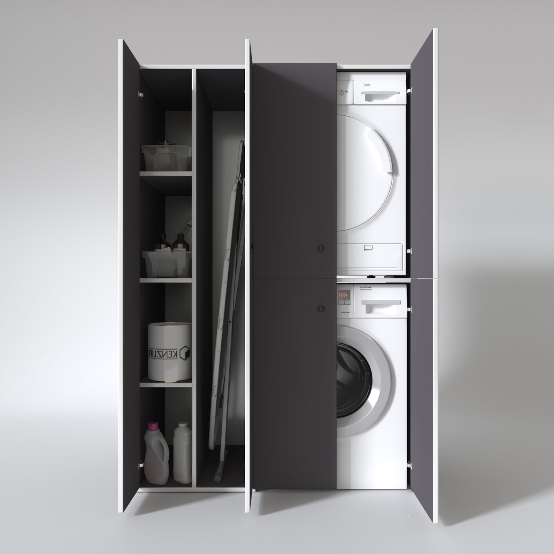 Kenzlife çamaşır-kurutma makinesi dolabı kapaklı yaromira gri 180*120*64 banyo arkalıksız