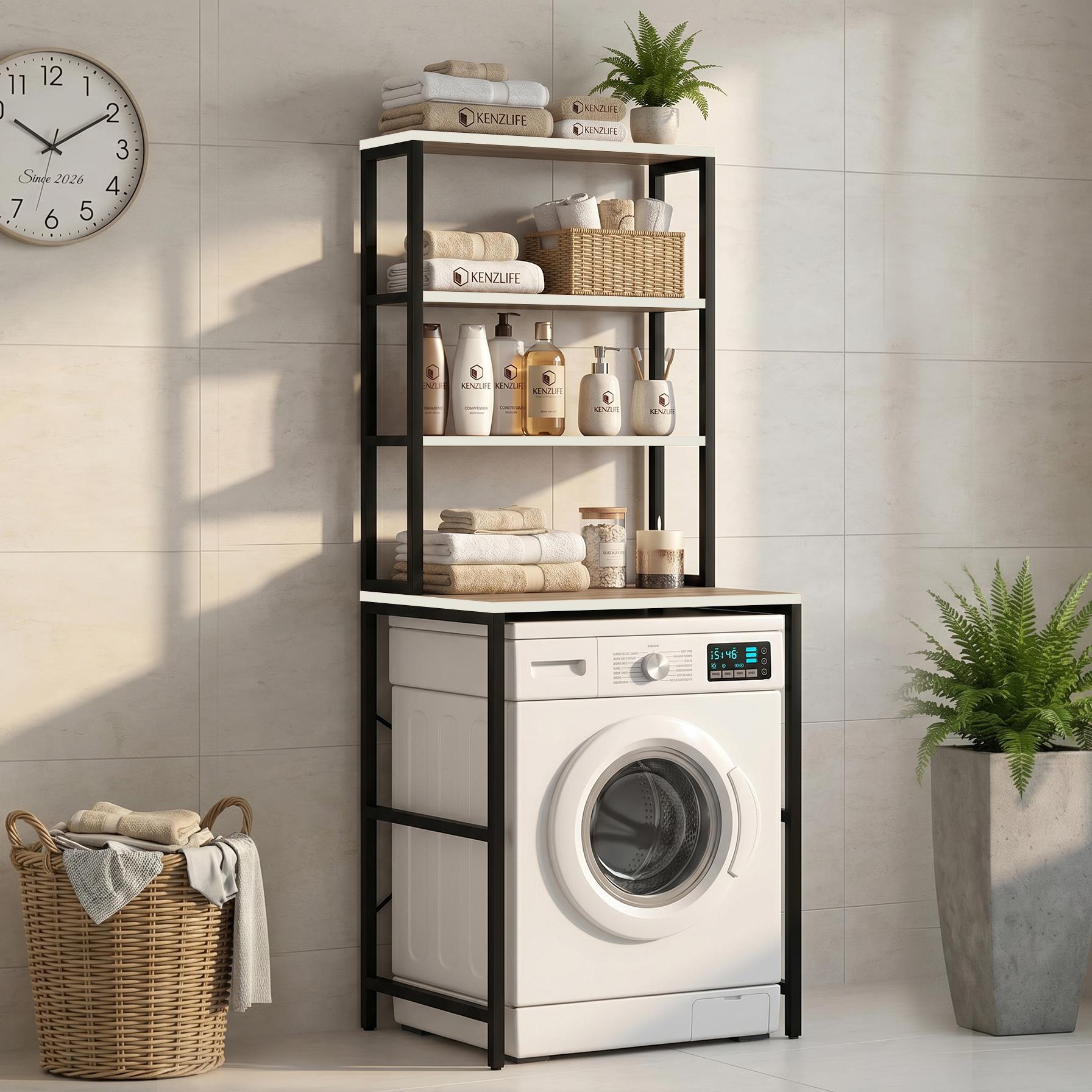 Kenzlife çamaşır kurutma makinesi dolabı domaniç crdsyh 180*070*60 mat suntalam metal siyah boya