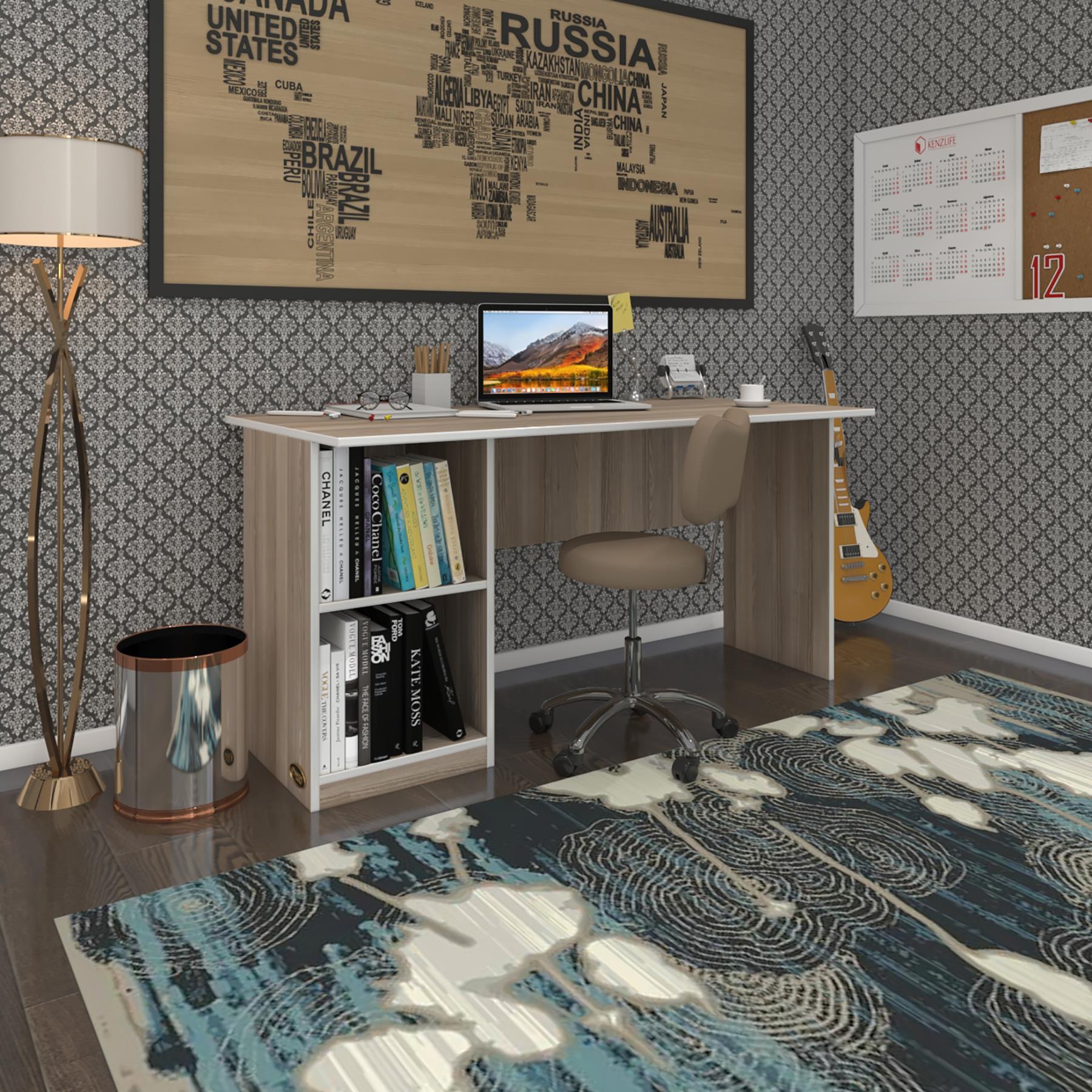 Kenzlife ofis masası kamikaze crd sol 75*160*60 raflı dolap şeritli bilgisayar çalışma masası