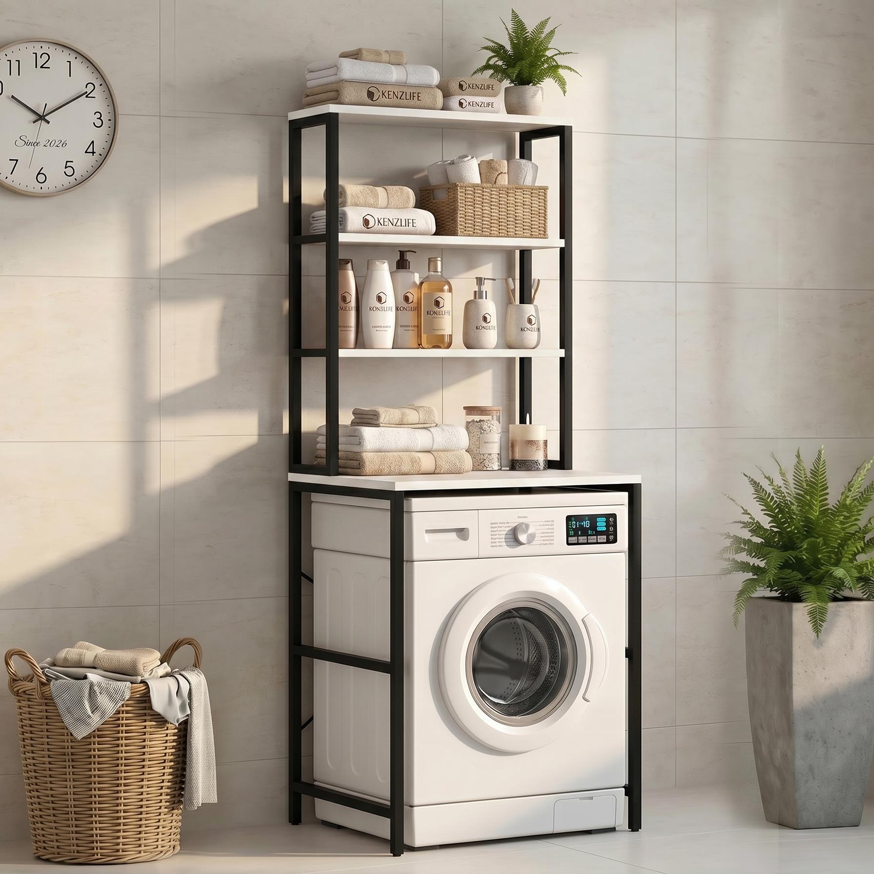 Kenzlife çamaşır kurutma makinesi dolabı domaniç byzsyh 180*070*60 mat suntalam metal siyah boya