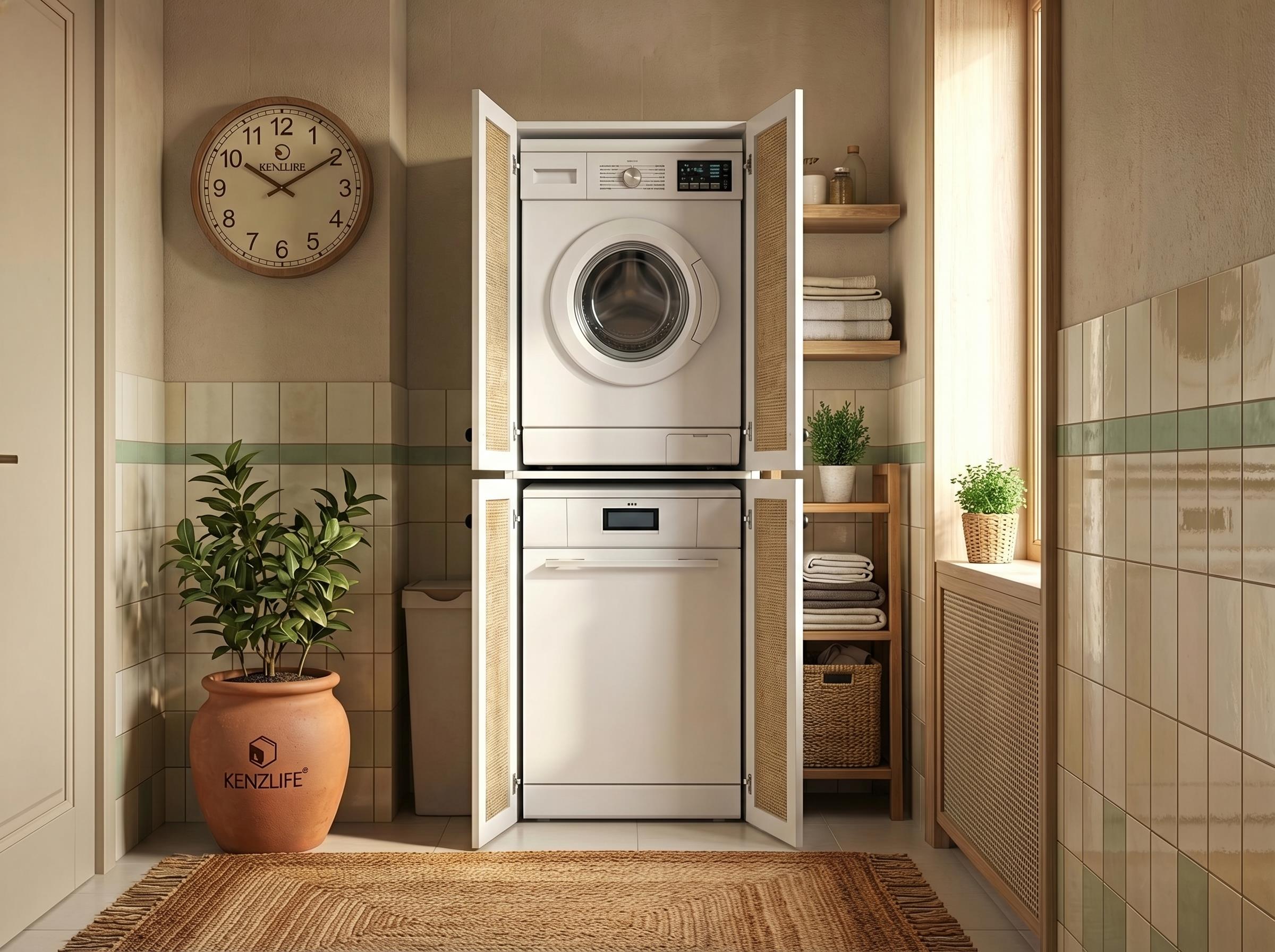 Kenzlife çamaşır-kurutma-bulaşık makinesi dolabı roksana mat beyaz 180*70*60 jut kare MDF gövde