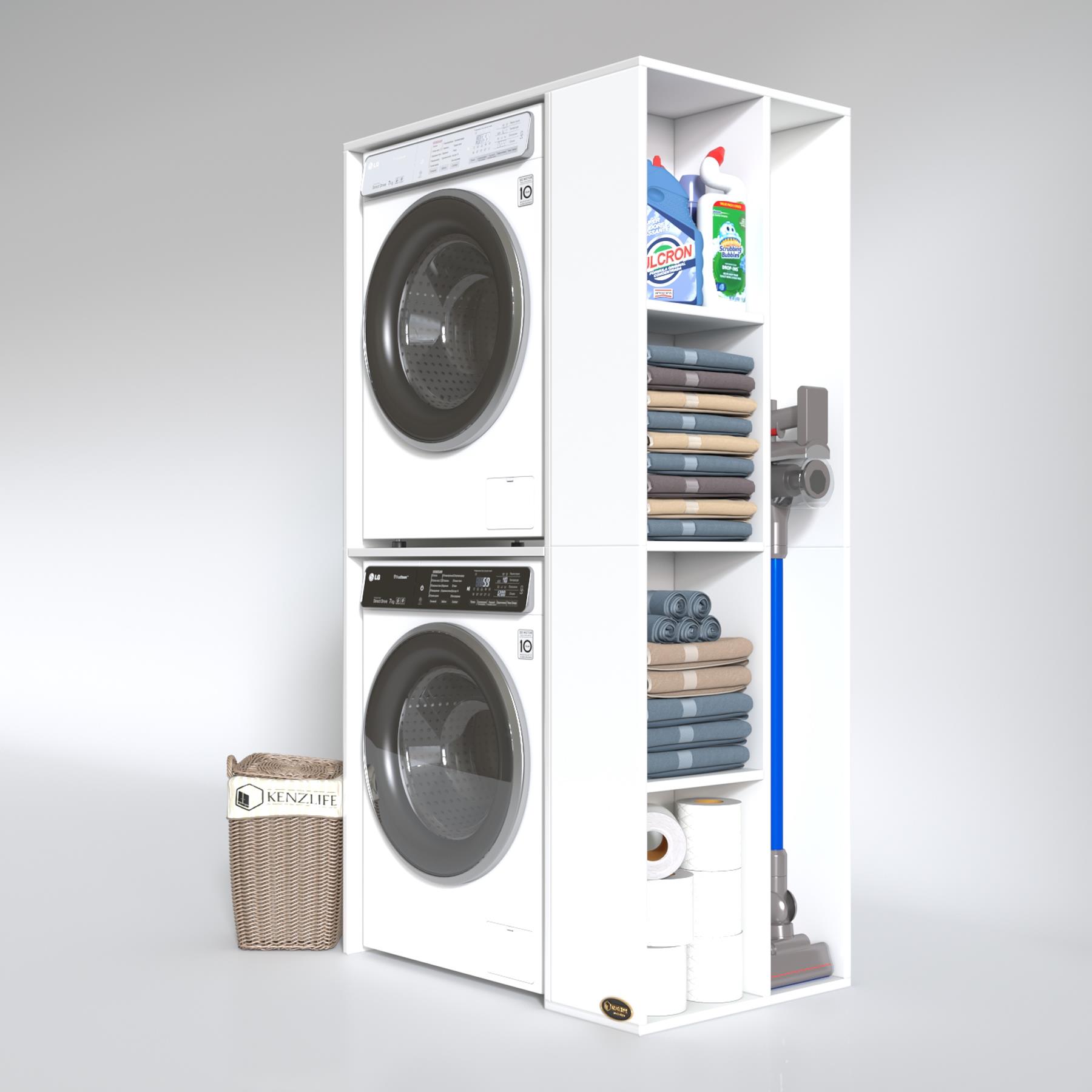 Kenzlife çamaşır-kurutma makinesi dolabı demyanmdf byz 180*090*60 % 100 mdf full mdf banyo kapaksız arkalıksız