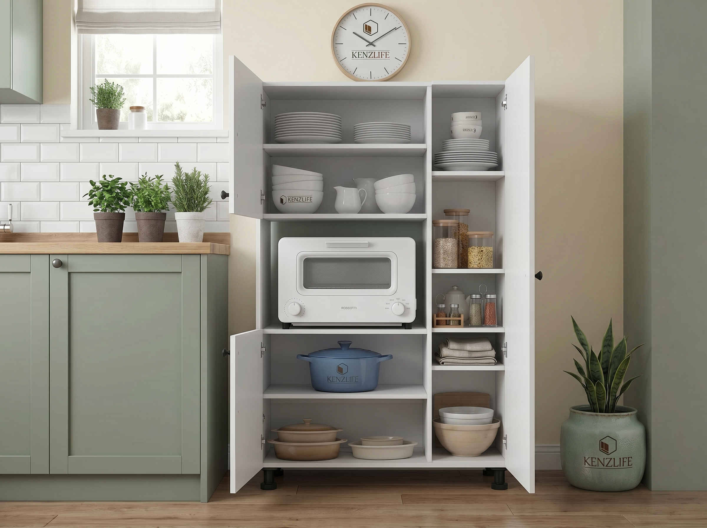 Kenzlife mini fırın dolabı alpkuntsağ byz 148*90*30 ayaklı mikroalga midi fırın mutfak + tekli duvar rafı hediyeli