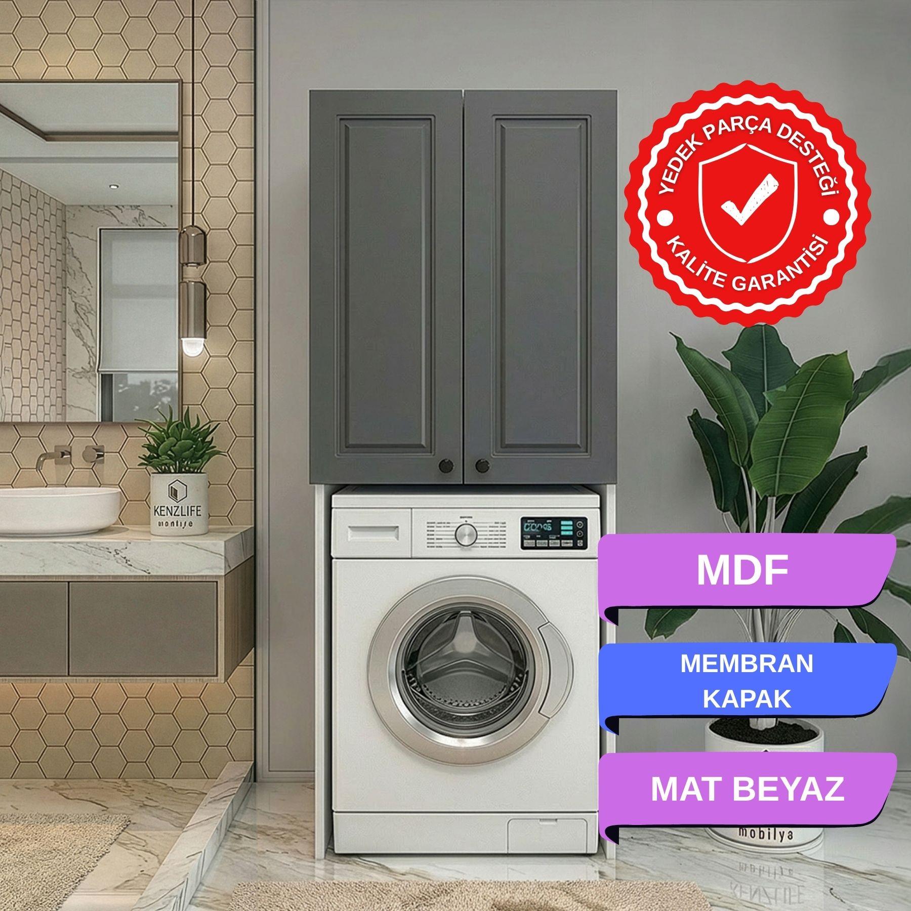 Kenzlife membran çamaşır-kurutma-bulaşık makinesi dolabı mahidevran gribyz çerçeve 180*70*60 mebran kapak MDF gövde