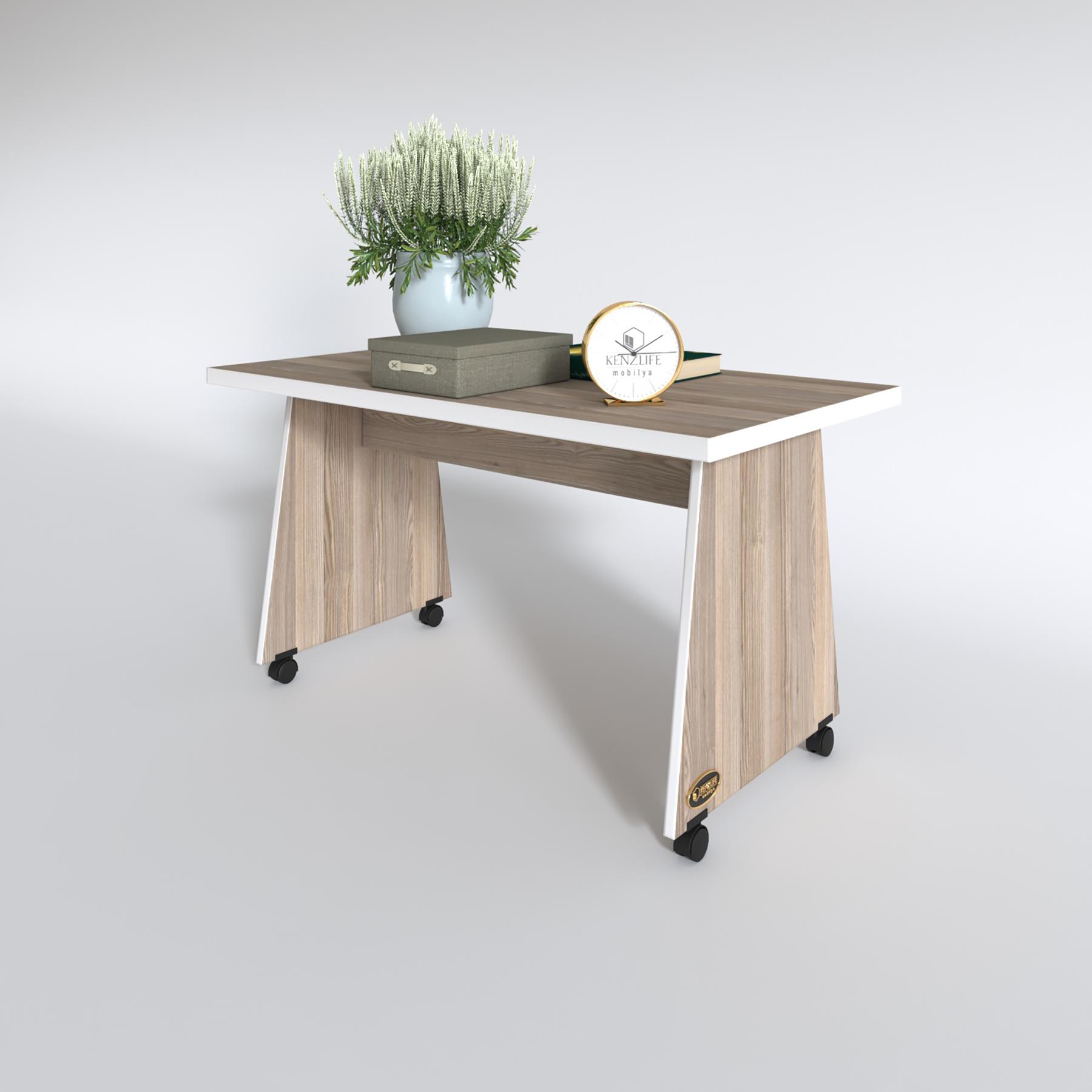 Kenzlife orta salon sehpası masası roma 045*110*60 crd tekerlekli yemek sofra bilgisayar