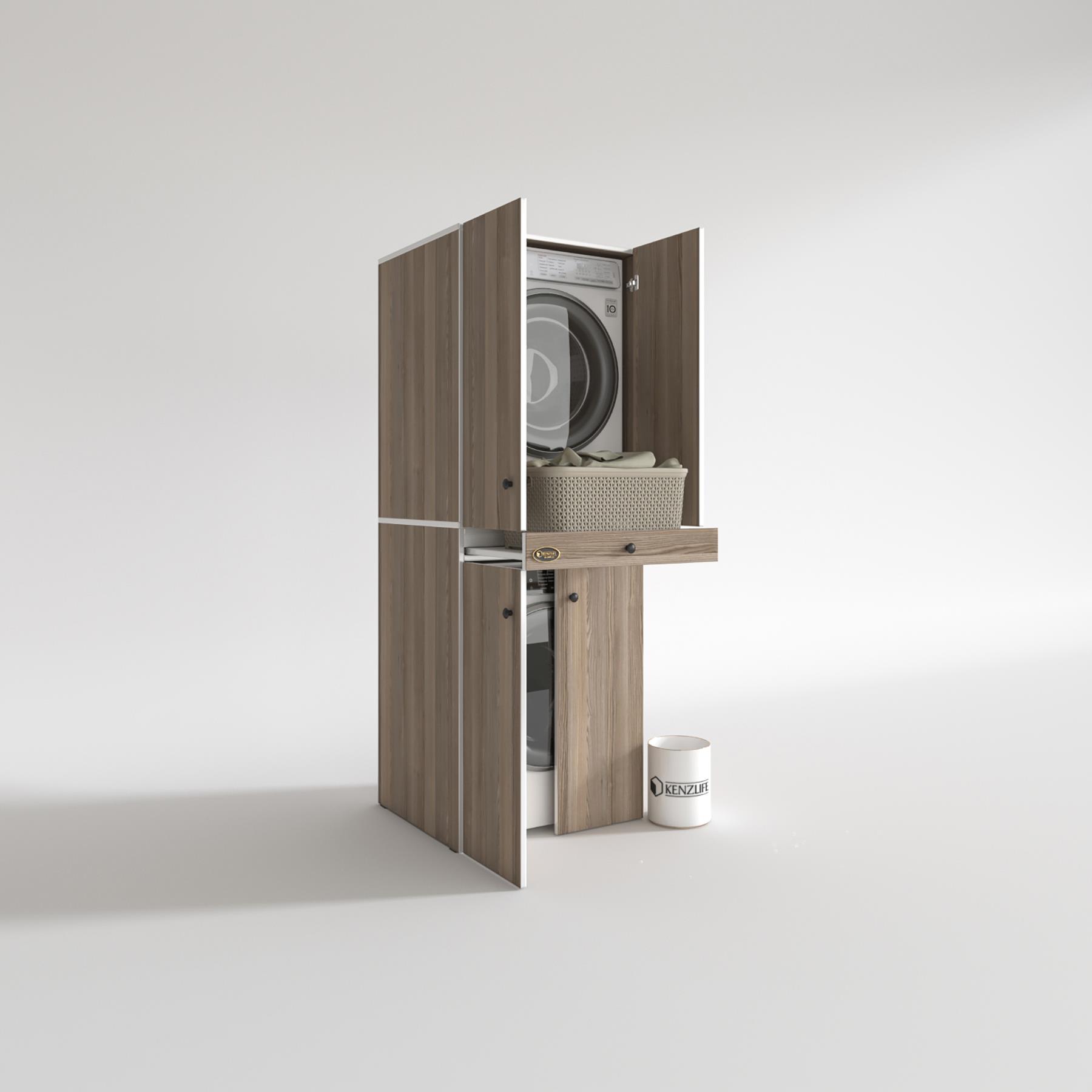 Kenzlife çamaşır-kurutma makinesi dolabı el kindi crd 187*070*60 çekmeceli kapaklı banyo