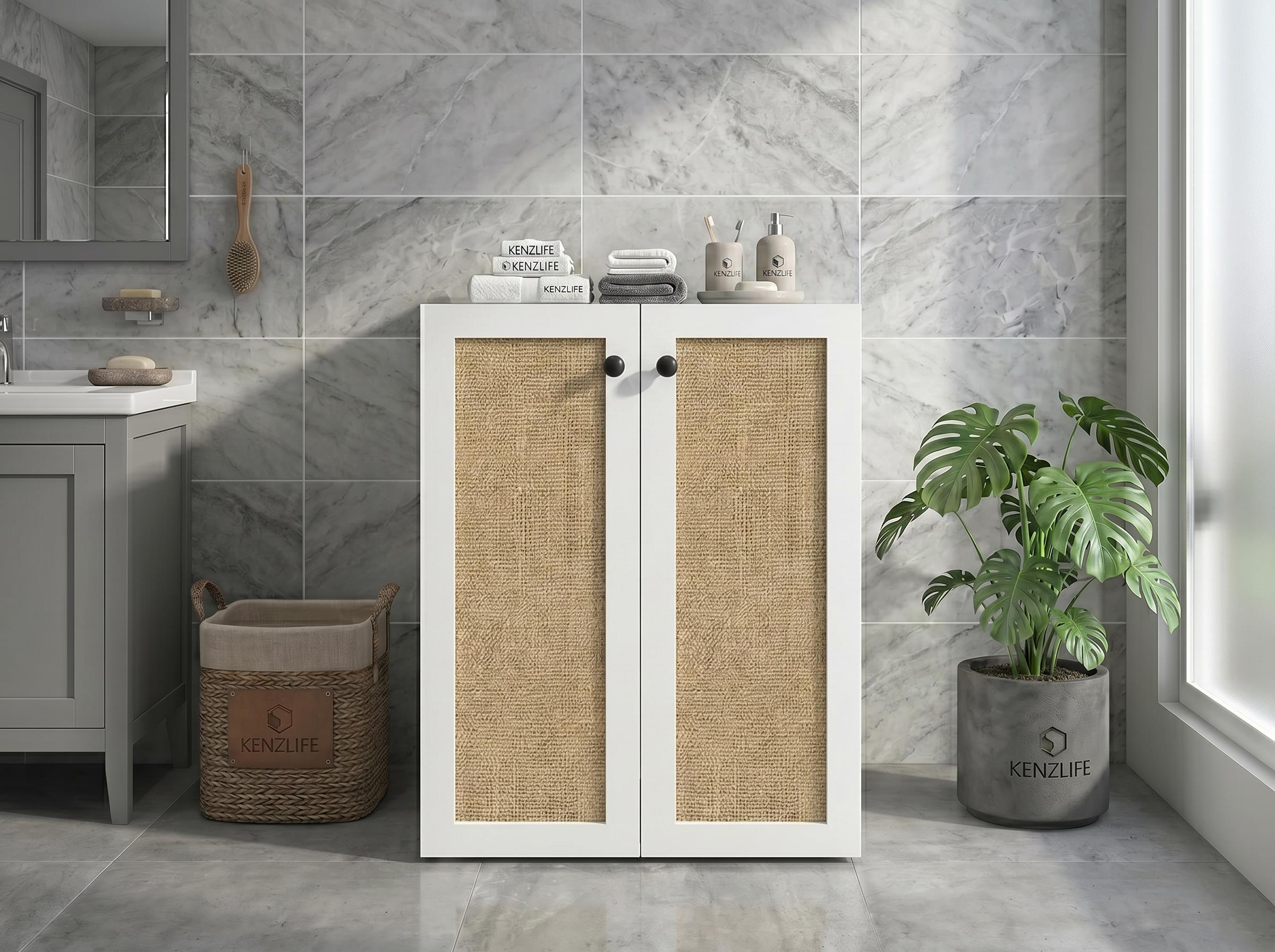 Kenzlife çamaşır makinesi dolabı tatyana mat beyaz 90*70*60 jut kare kapak suntalam gövde