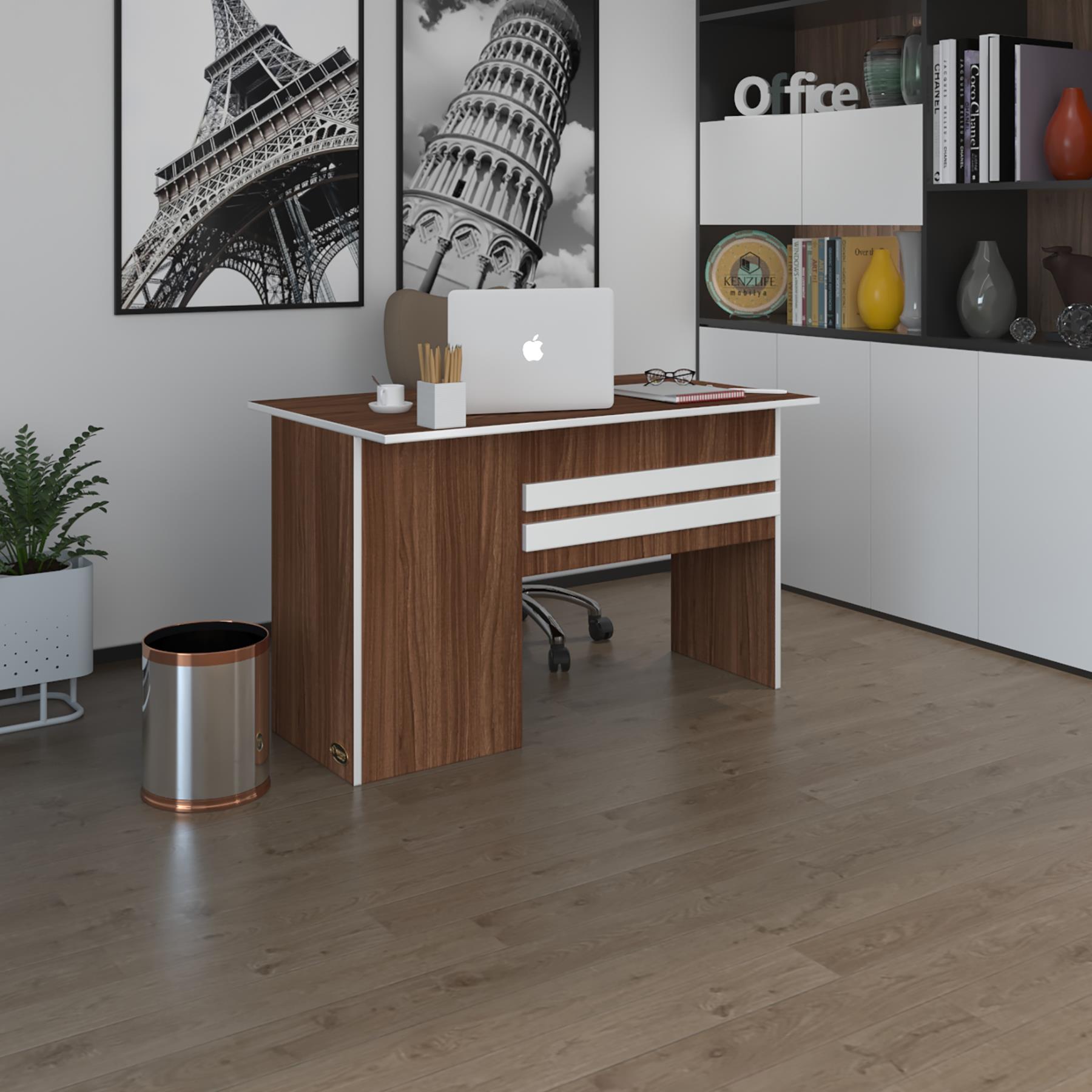 Kenzlife ofis masası kamikaze cvz sağ 75*160*60 kilitli kapaklı dolap şeritli bilgisayar çalışma masası