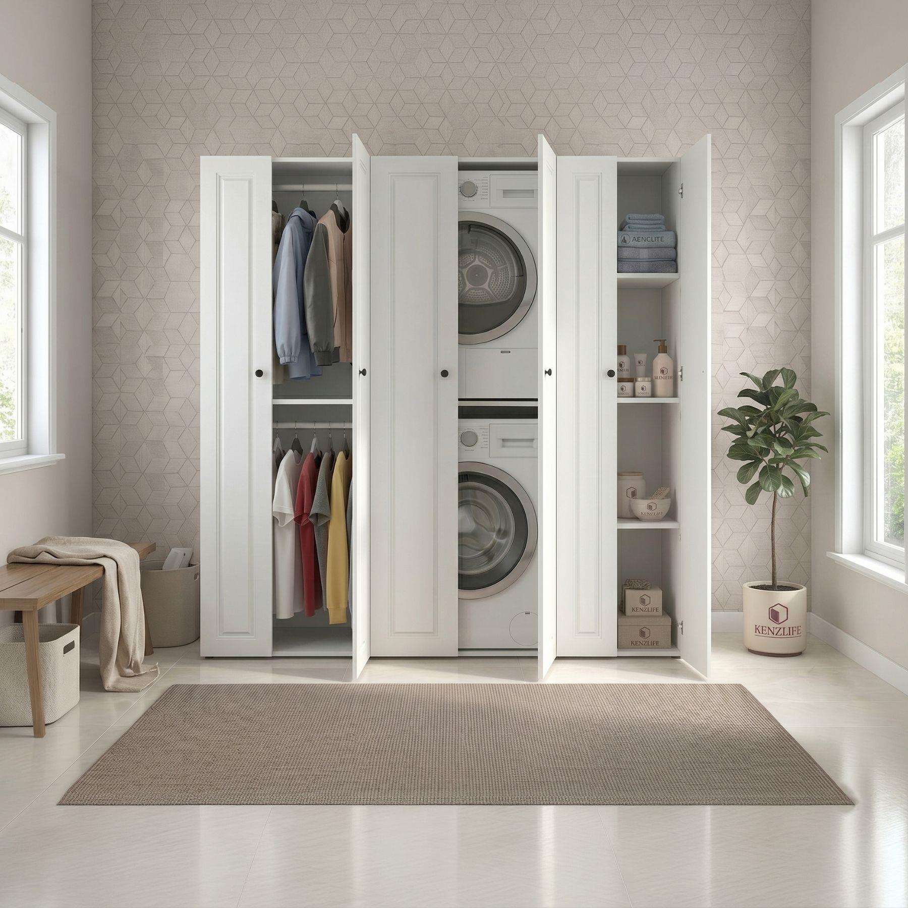 Kenzlife membran çamaşır-kurutma makinesi dolabı ve giysi dolabı suyuti sağ byzbyz çerçeve 180*170*60 mebran kapak suntalam gövde banyo