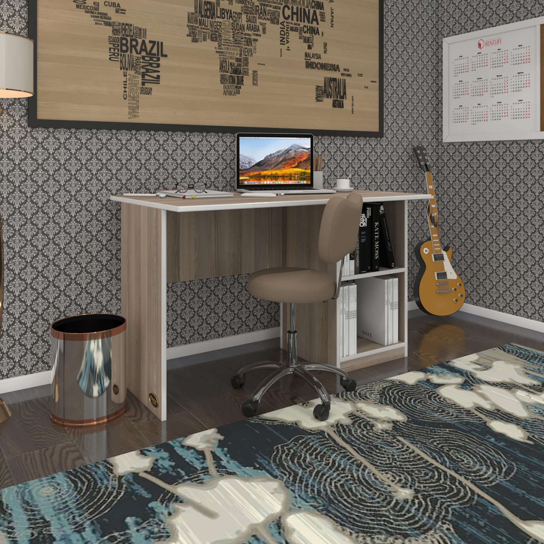 Kenzlife ofis masası kamikaze crd sağ 75*170*60 raflı dolap şeritli bilgisayar çalışma masası