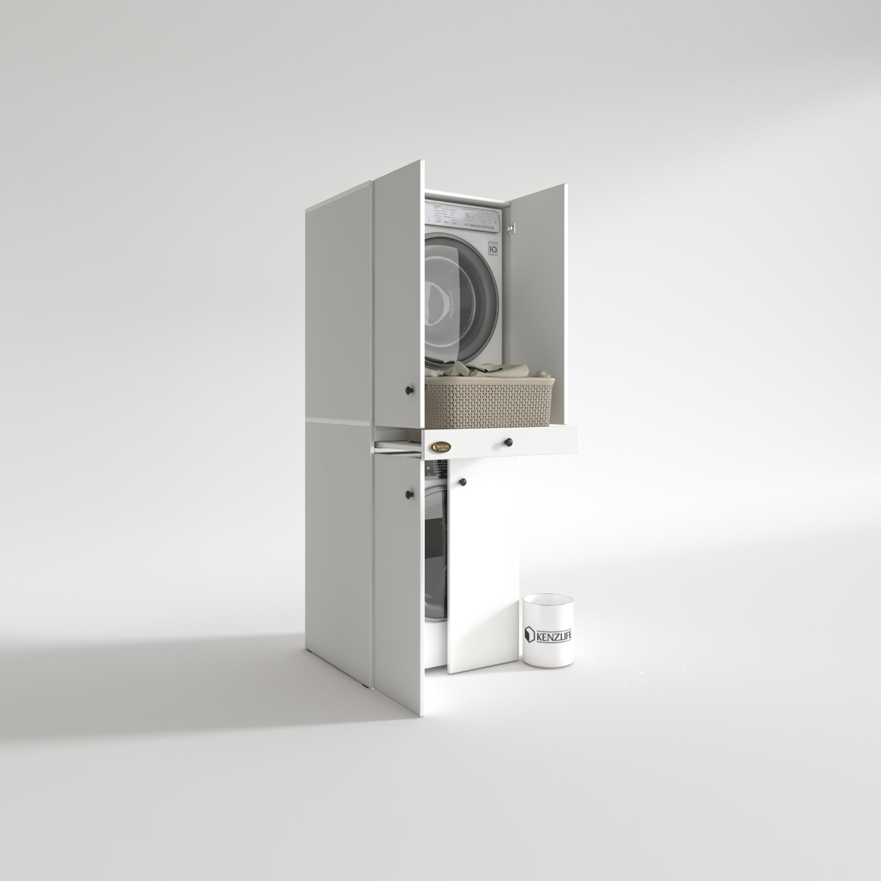 Kenzlife çamaşır-kurutma makinesi dolabı el kindi byz 187*070*60 çekmeceli kapaklı banyo