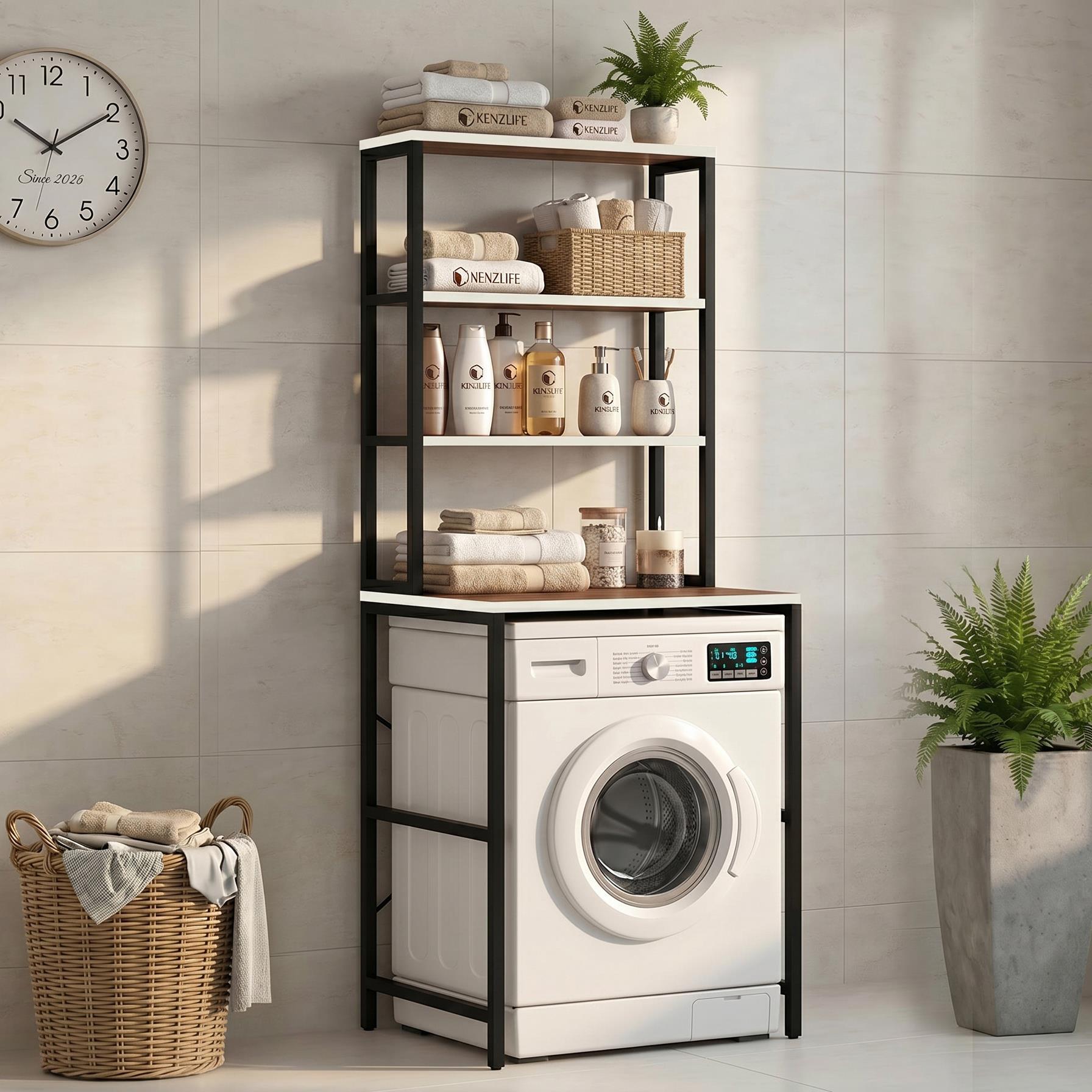 Kenzlife çamaşır kurutma makinesi dolabı domaniç cvzsyh 180*070*60 mat suntalam metal siyah boya