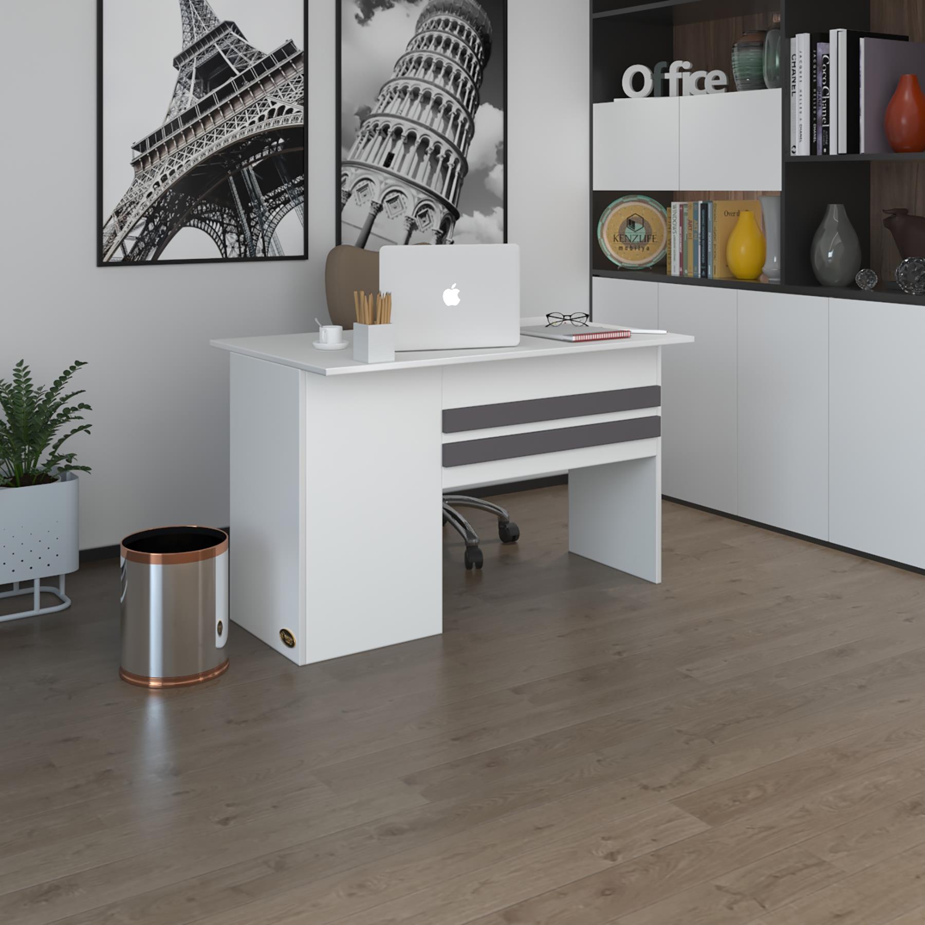 Kenzlife ofis masası kamikaze byz sağ 75*170*80 raflı dolap şeritli bilgisayar çalışma masası