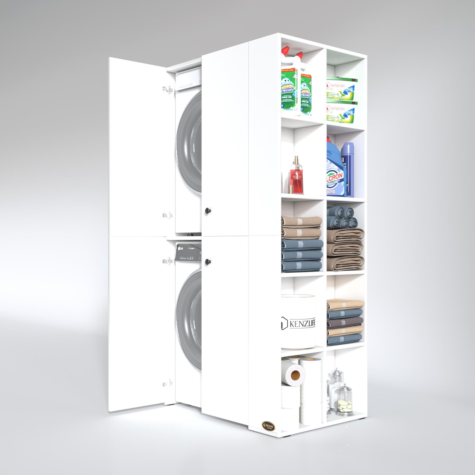Kenzlife çamaşır-kurutma makinesi dolabı kapaklı fedyenkamdf byz 180*090*60 % 100 mdf full mdf banyo arkalıksız