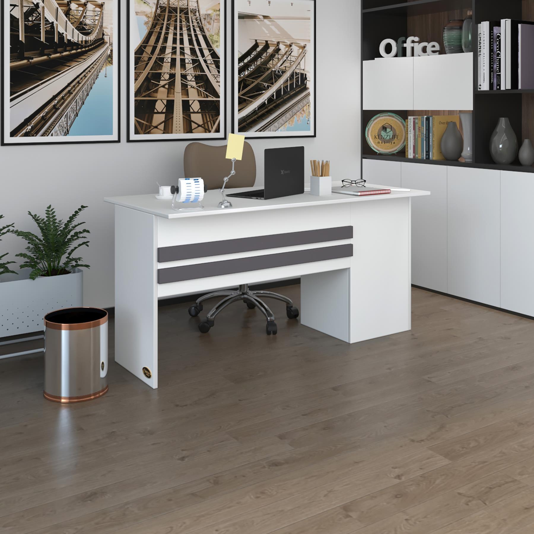 Kenzlife ofis masası kamikaze byz sol 75*130*80 kilitli kapaklı dolap şeritli bilgisayar çalışma masası