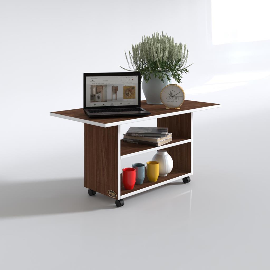 Kenzlife orta salon sehpası atina cvz 075*090*50 tekerlekli yemek masası
