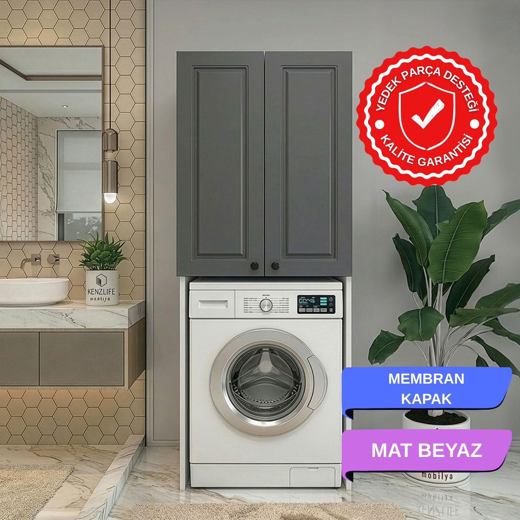 Kenzlife membran çamaşır-kurutma-bulaşık makinesi dolabı mahidevran gribyz çerçeve 180*70*60 mebran kapak suntalam gövde