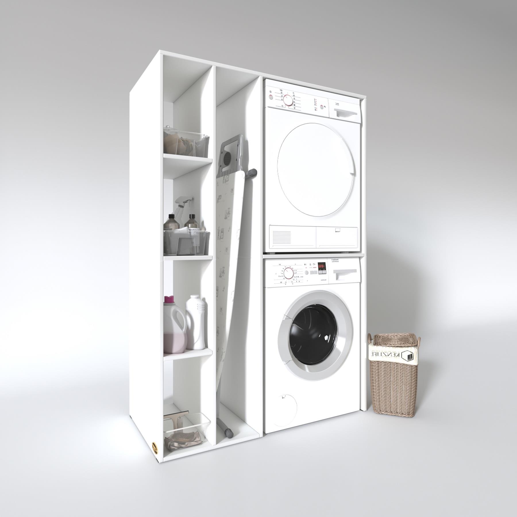Kenzlife çamaşır-kurutma makinesi dolabı alyushamdf sol byz 180*120*60 % 100 mdf full mdf banyo kapaksız arkalıksız