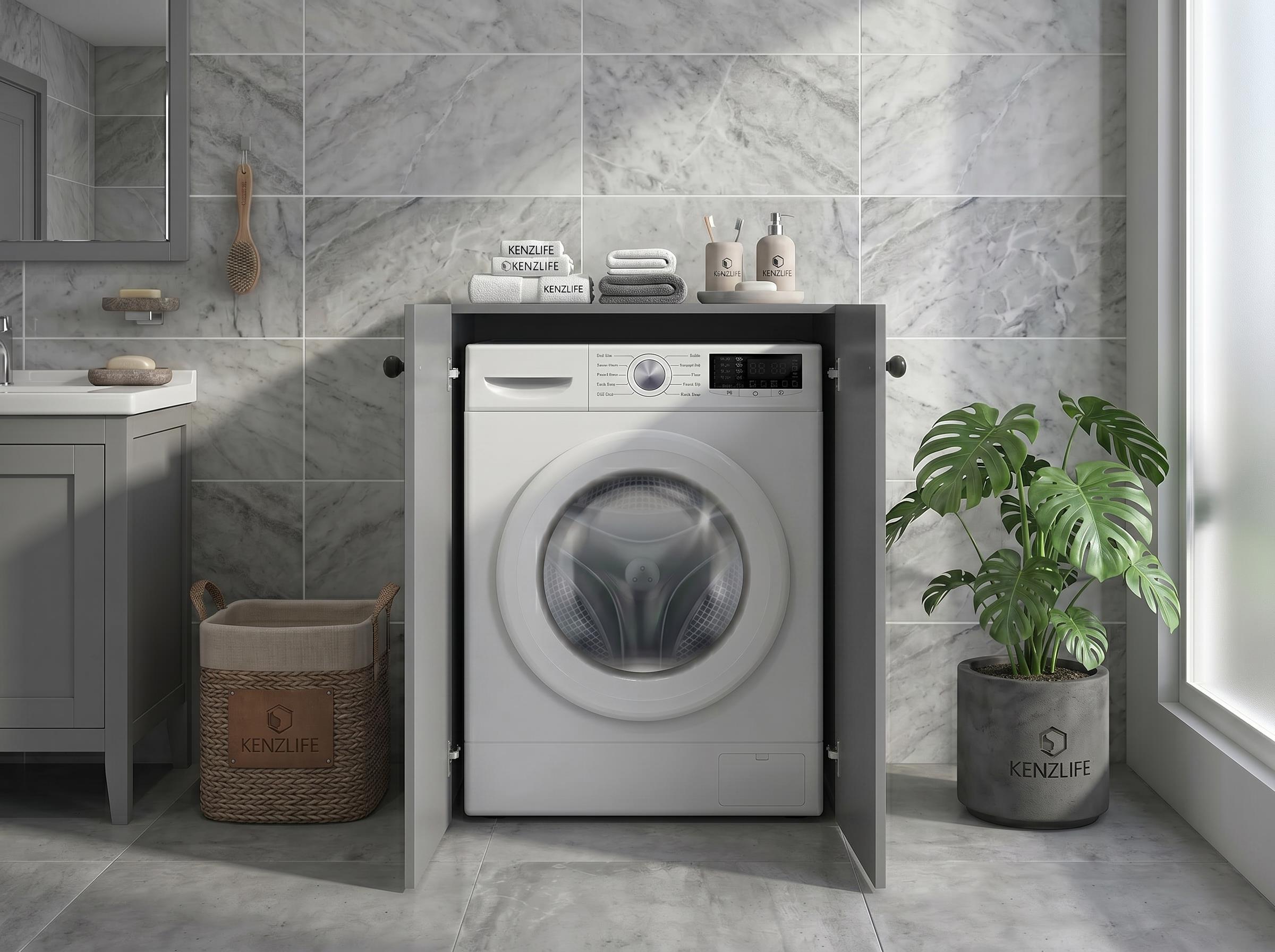 Kenzlife membran çamaşır makinesi dolabı kapaklı tatyana gribyz çerçeve 90*70*60 mebran kapak suntalam gövde banyo ofis kapaklı arkalıksız