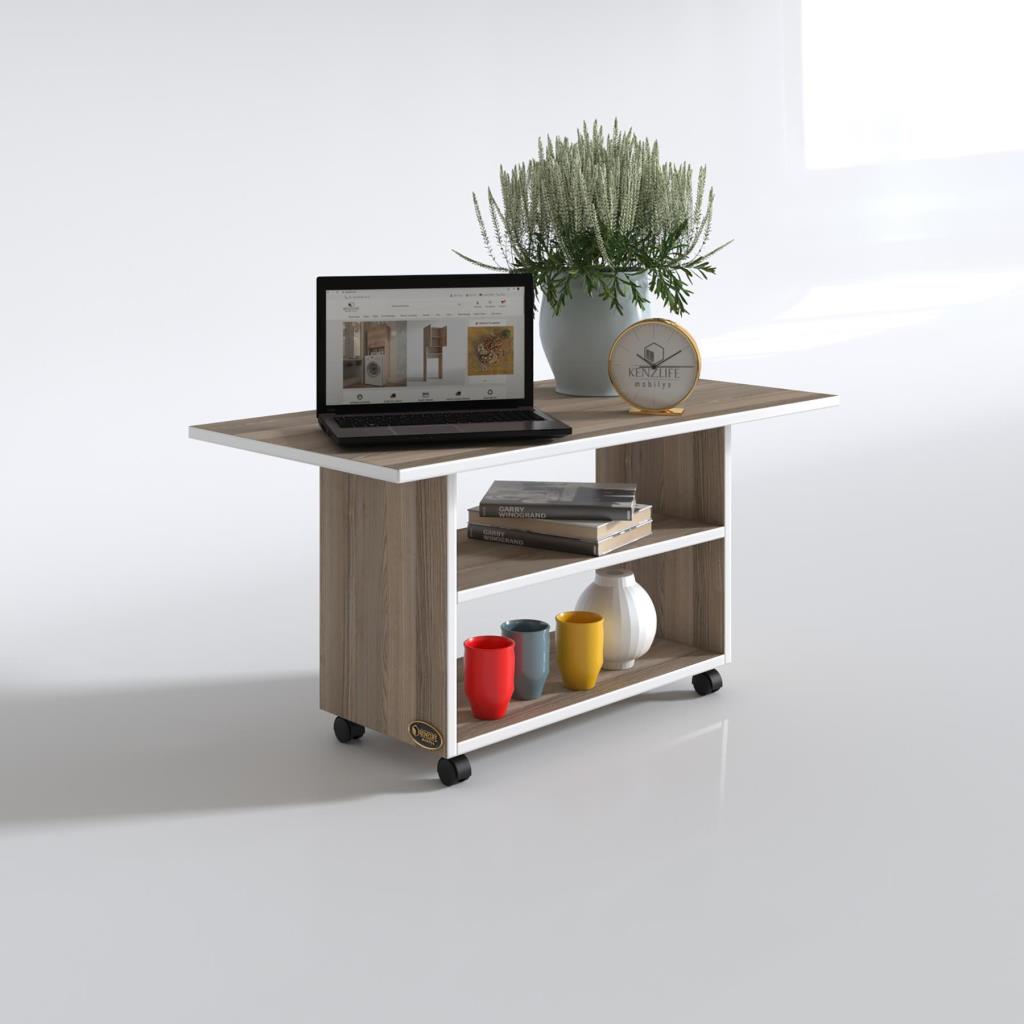 Kenzlife orta salon sehpası atina crd 075*090*50 tekerlekli yemek masası