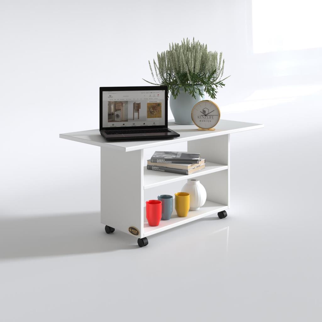 Kenzlife orta salon sehpası atina byz 075*090*50 tekerlekli yemek masası