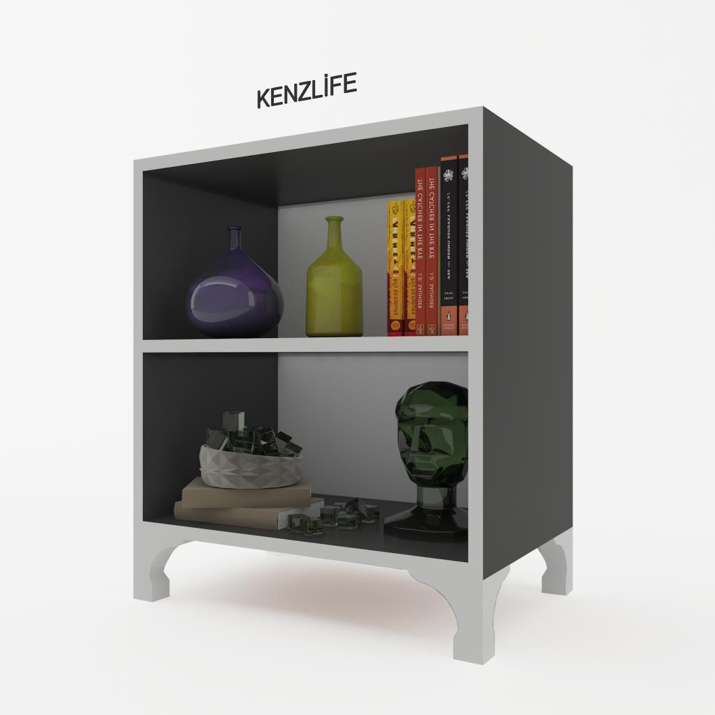 Kenzlife kitaplık tuğçe 068*040*020 gri ayaklı mutfak dolabı banyo ofis ayakkabılık kiler