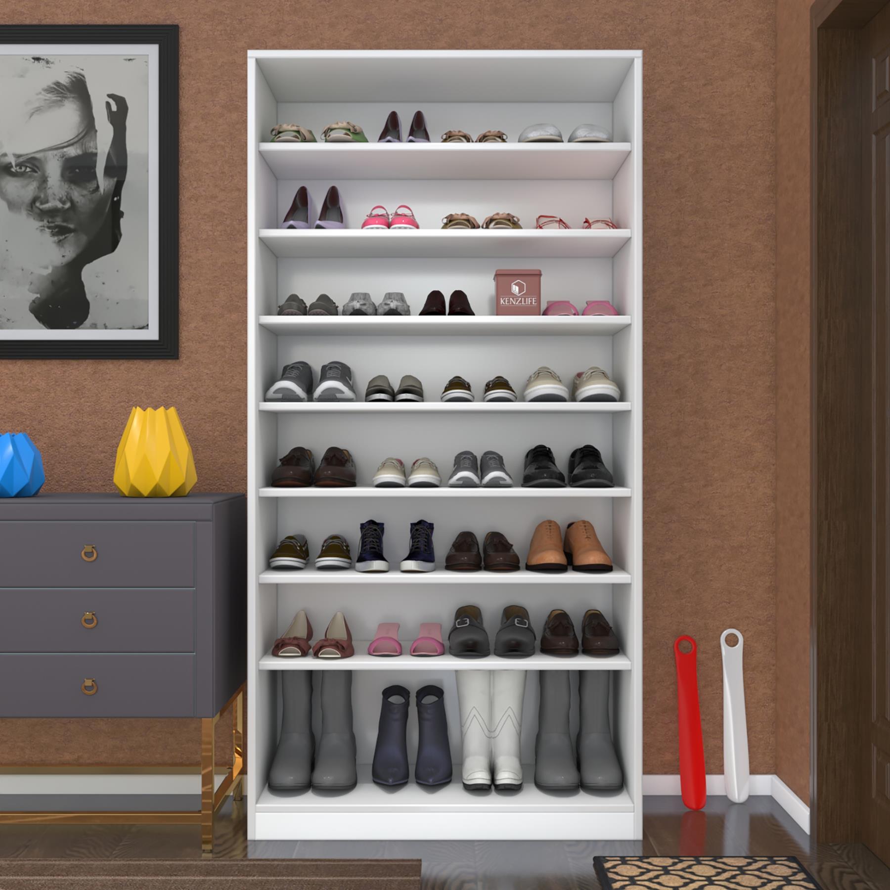 Kenzlife ayakkabılık eysadat mat beyaz 180*090*40 suntalam 32 çift ayakkabı kapasitesi